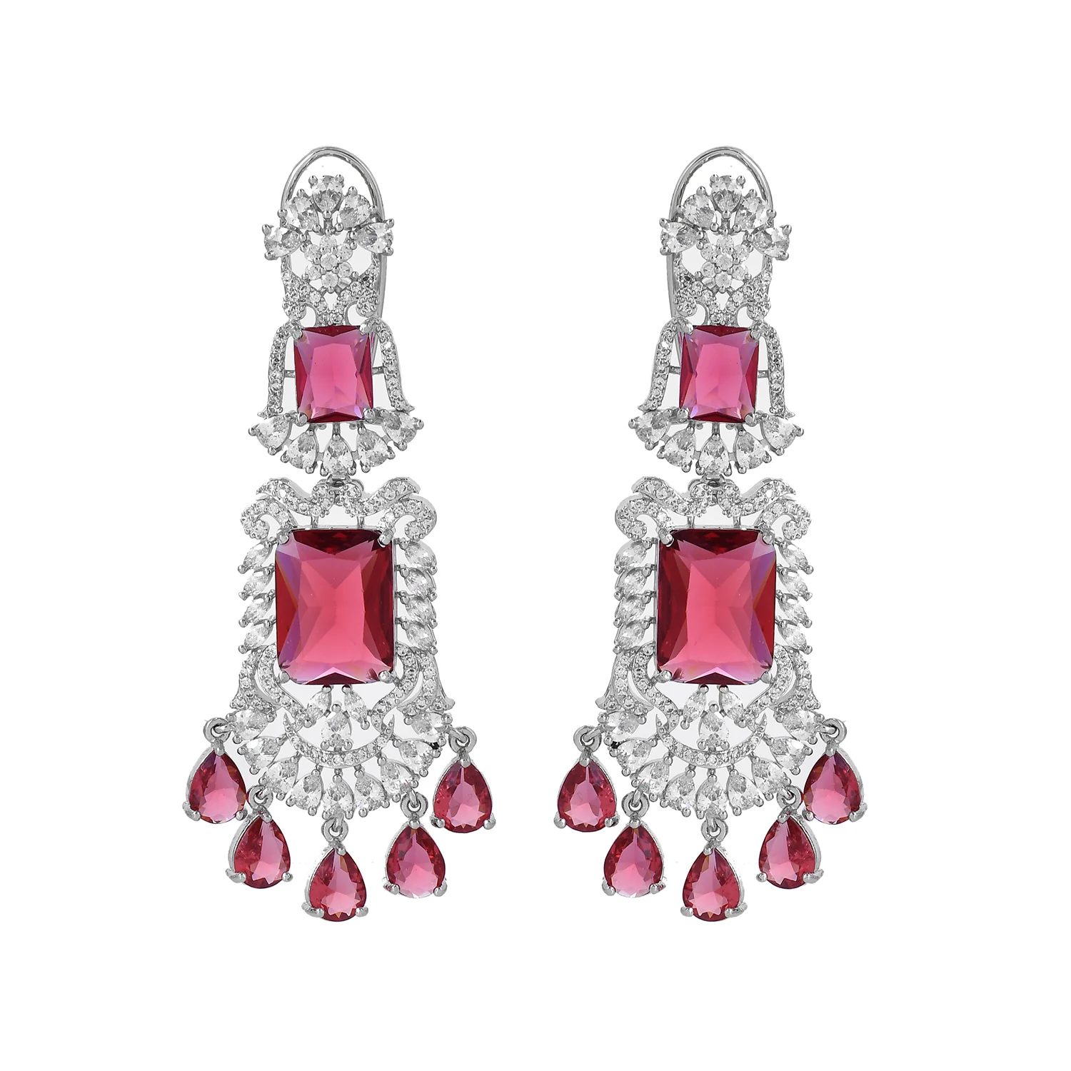 Sparkling Essentials Scarlet Bliss American Diamond Necklace Set - Image 6
