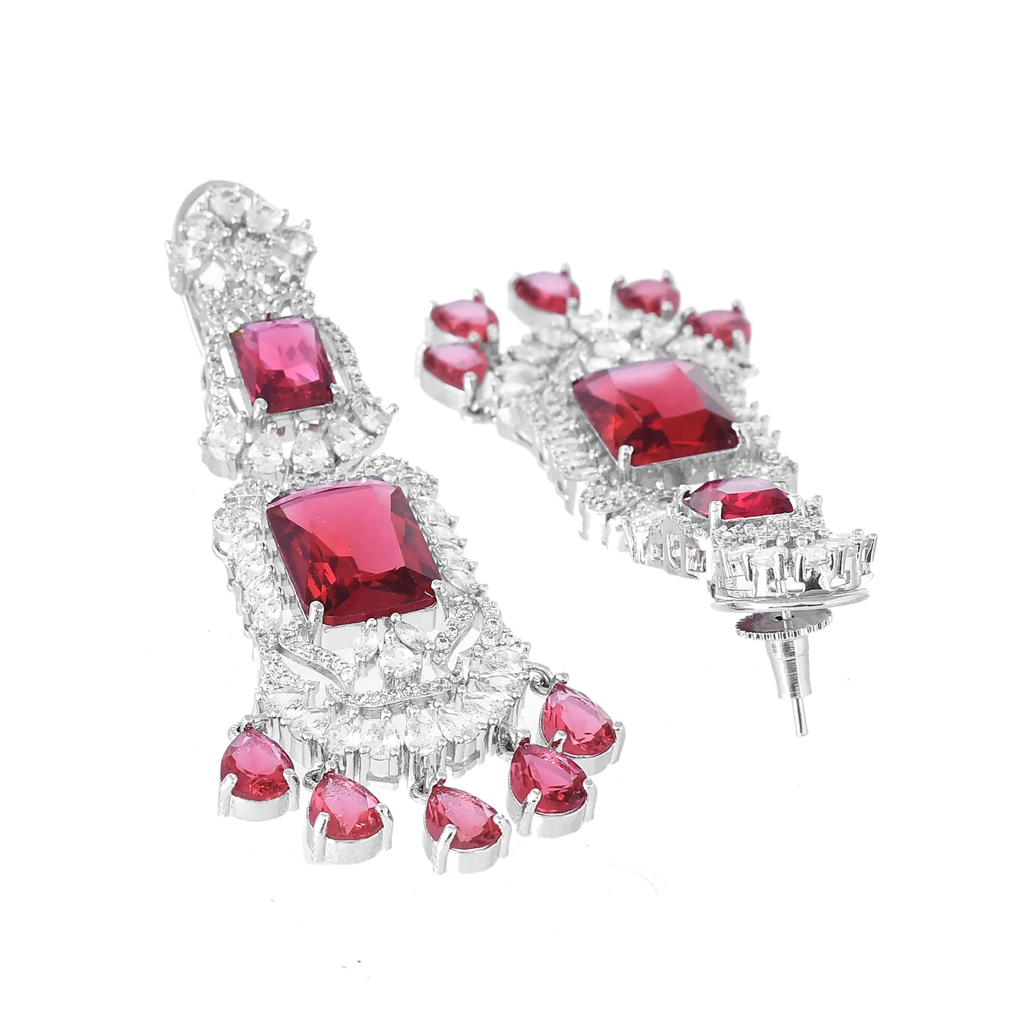 Sparkling Essentials Scarlet Bliss American Diamond Necklace Set - Image 7