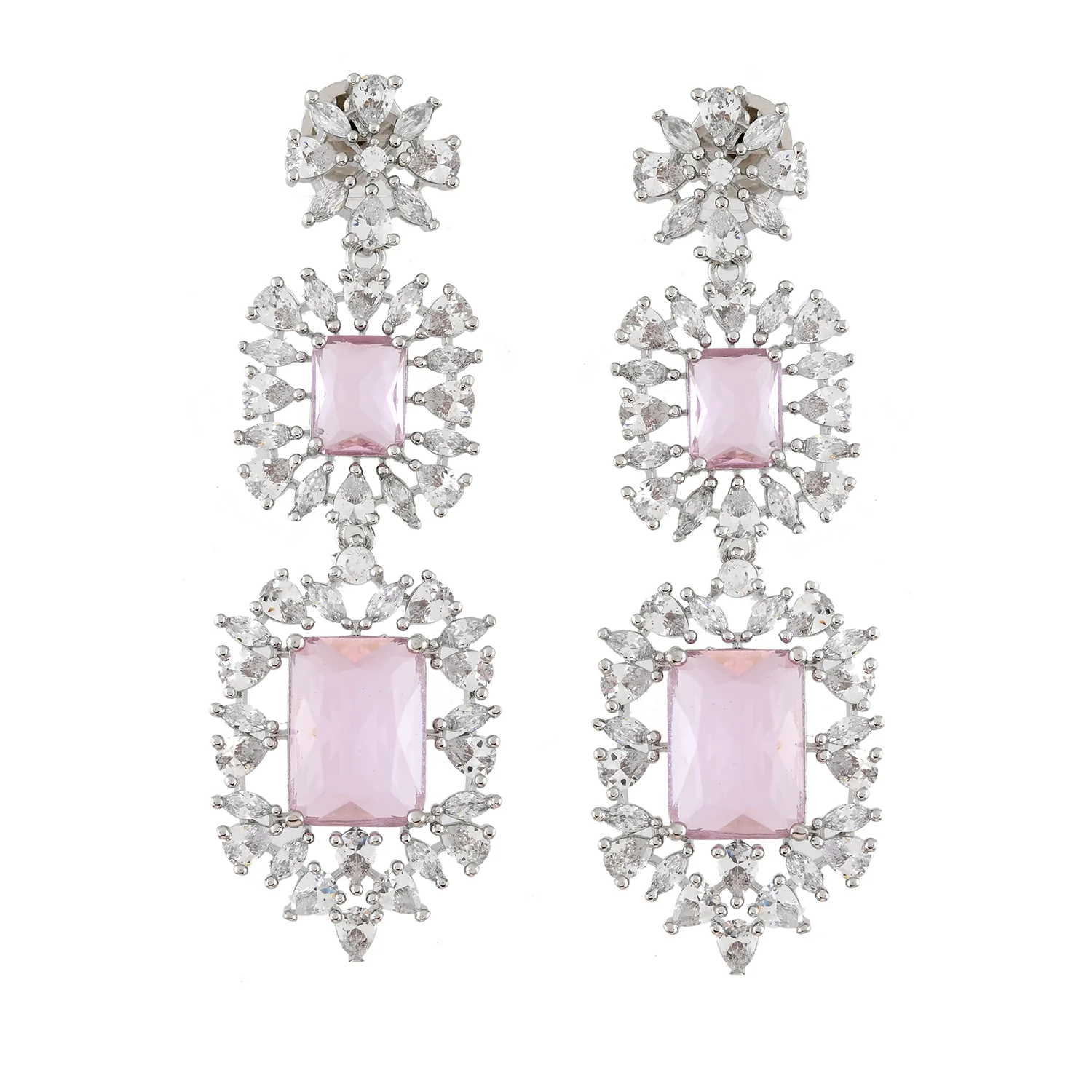 Sparkling Essentials Serene Floral American Diamond Necklace Set - Image 6