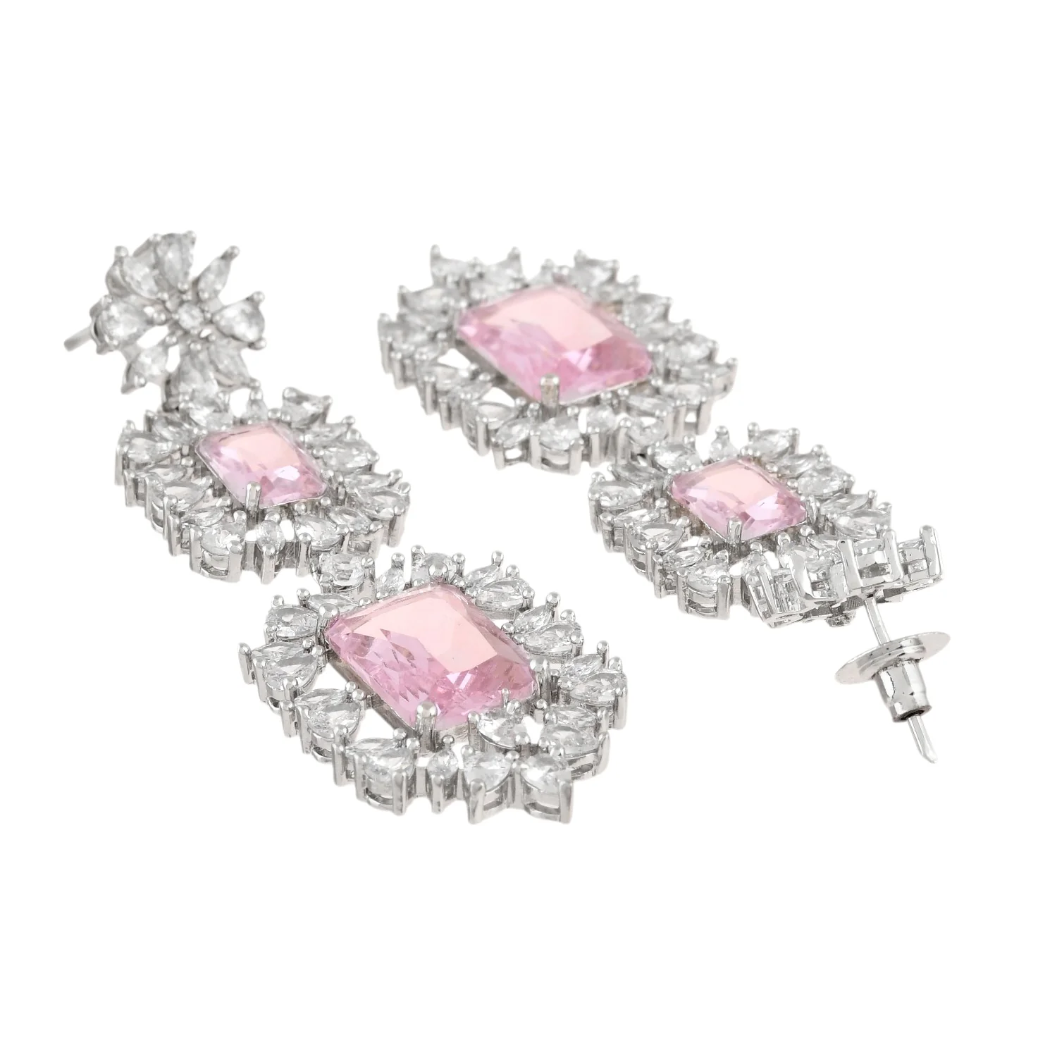 Sparkling Essentials Serene Floral American Diamond Necklace Set - Image 7