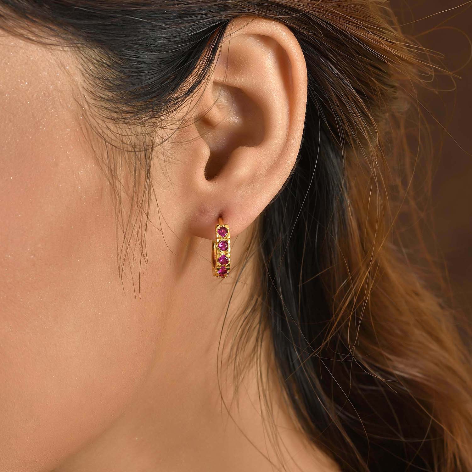 Sparkling Essentials Sitar Hoop Stud Earrings - Image 2