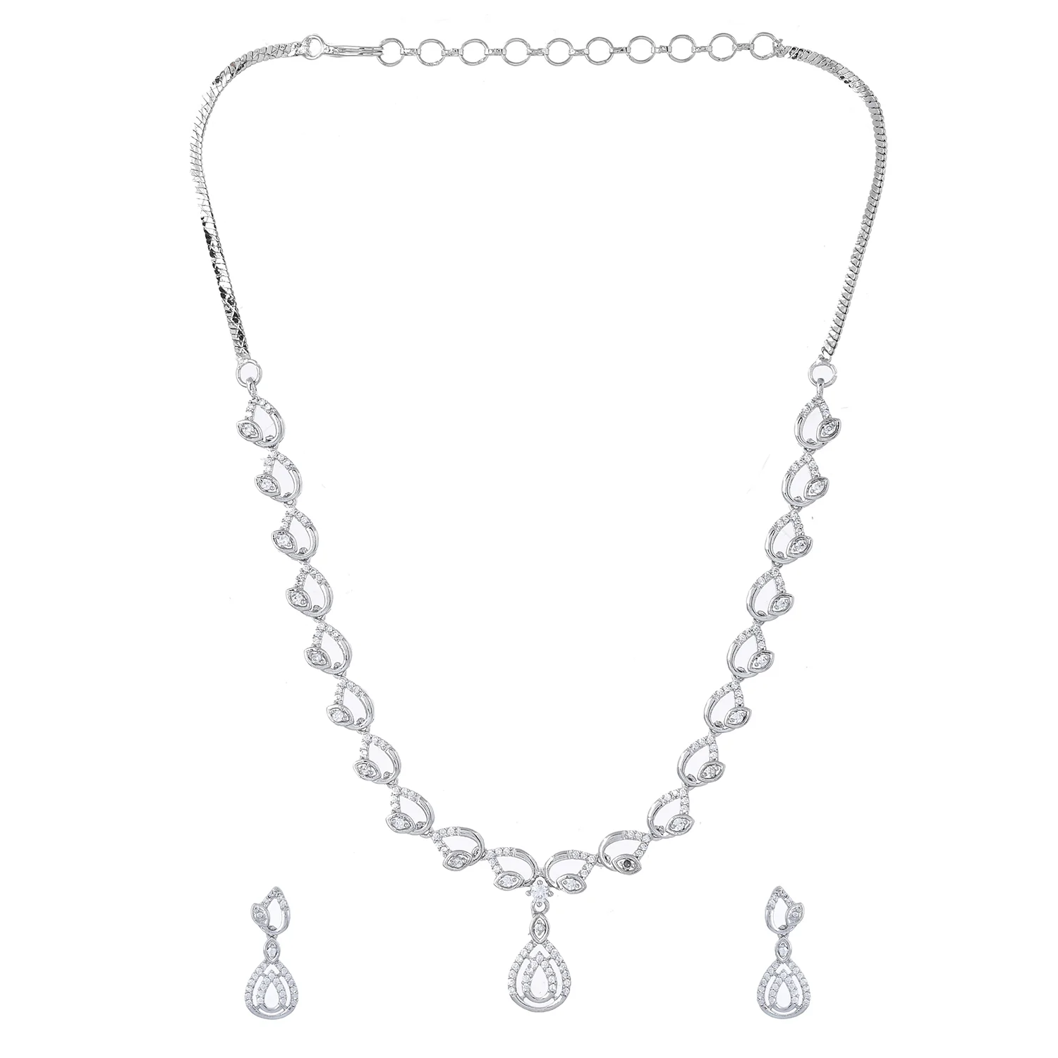 Sparkling Essentials Teardrop Dazzle American Diamond Necklace Set - Image 4