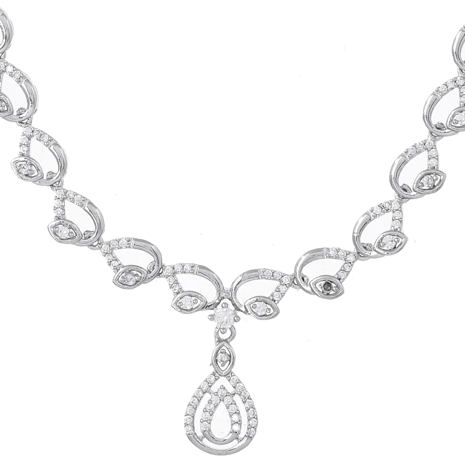 Sparkling Essentials Teardrop Dazzle American Diamond Necklace Set - Image 5