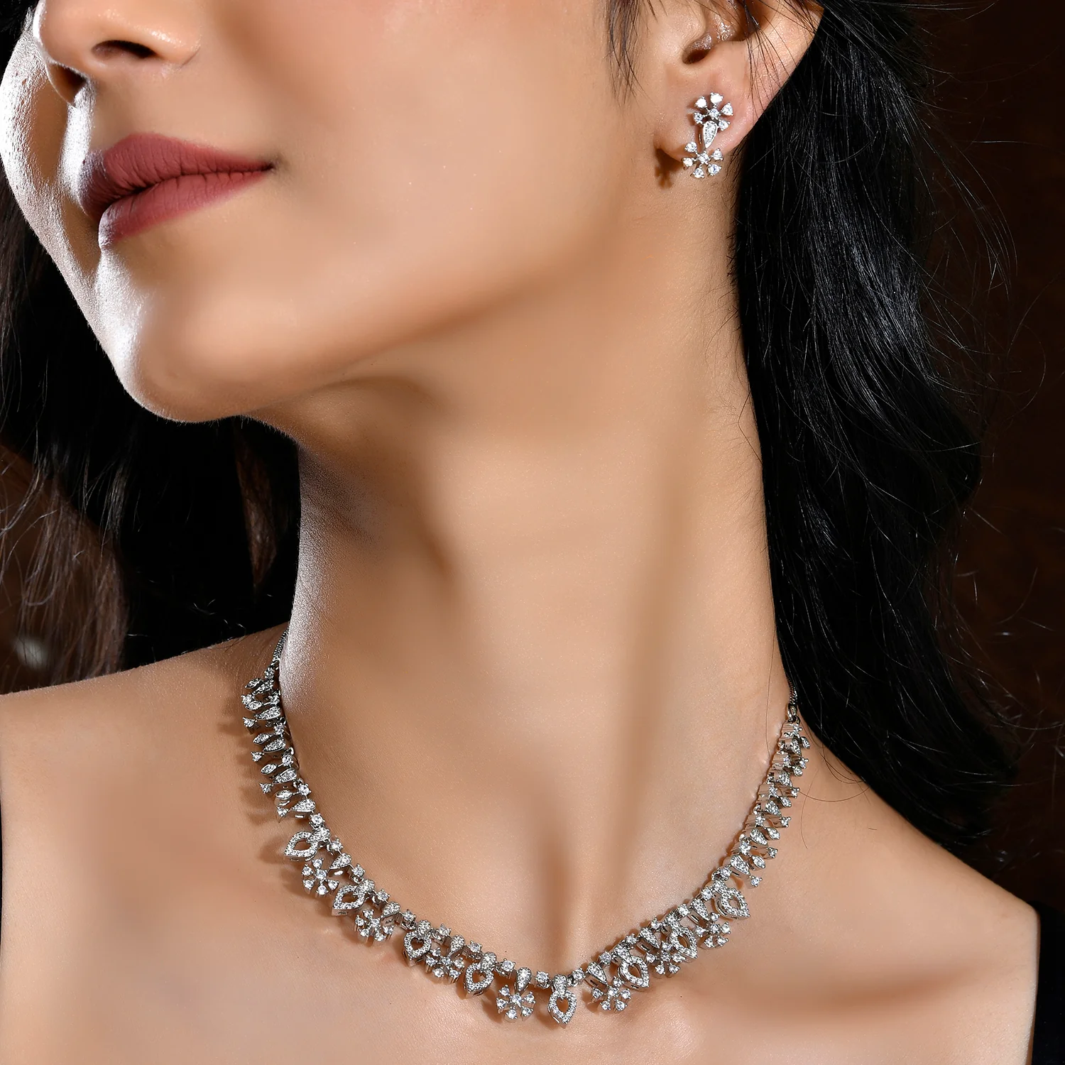 Sparkling Essentials Twilight Glam American Diamond Necklace Set - Image 2