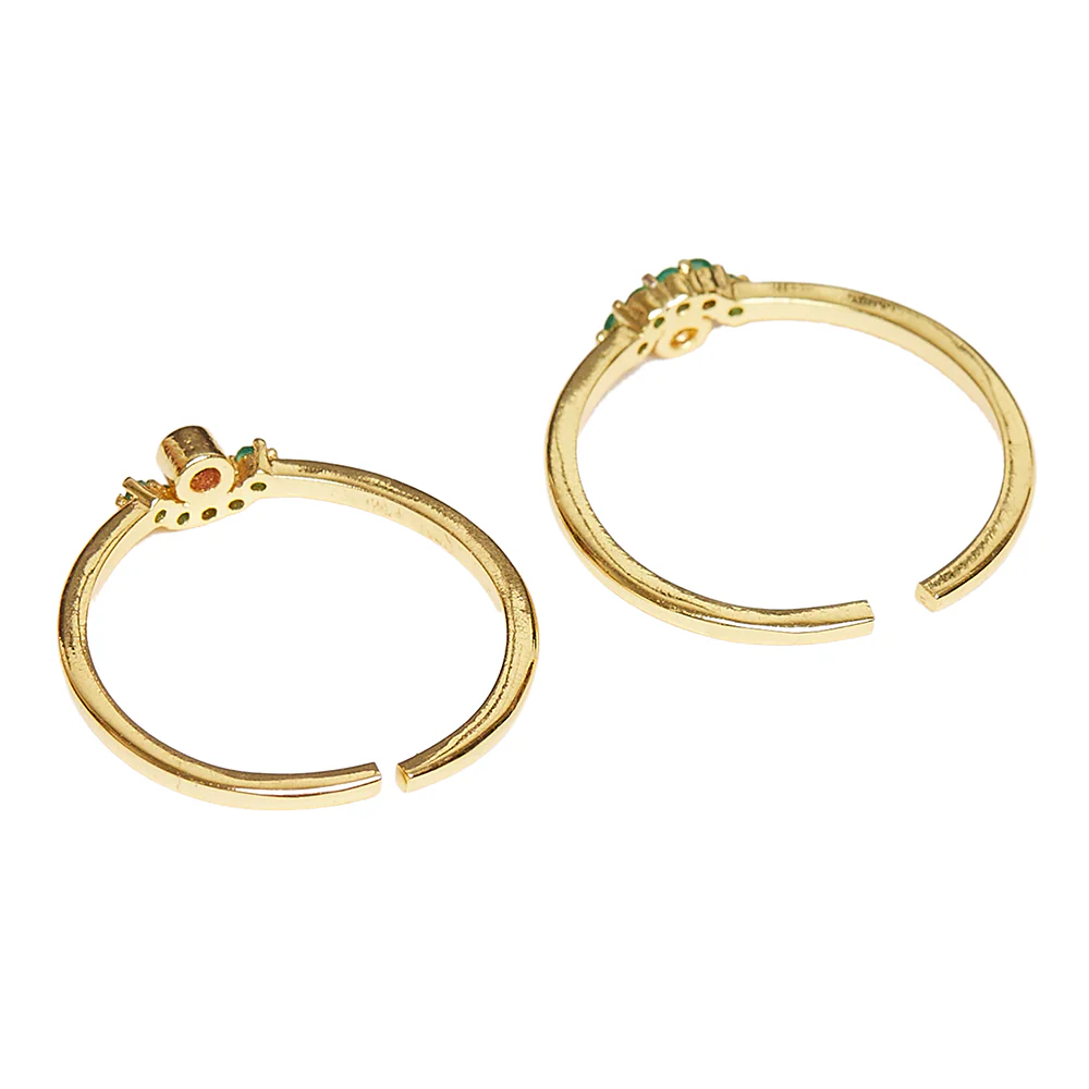 Sparkling Essentials Yellow Gold Toe Ring Pair For Women - Image 4
