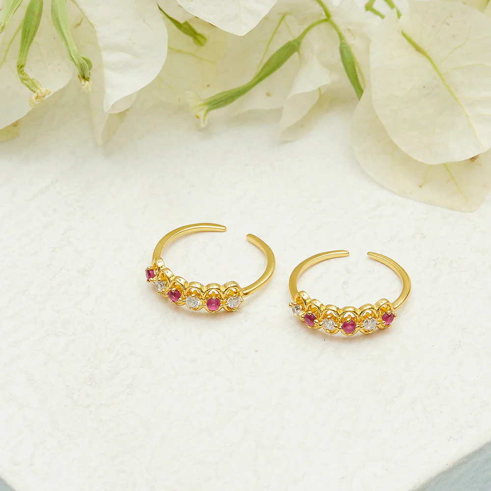 Sparkling Essentials Yellow Gold Toe Rings For Women