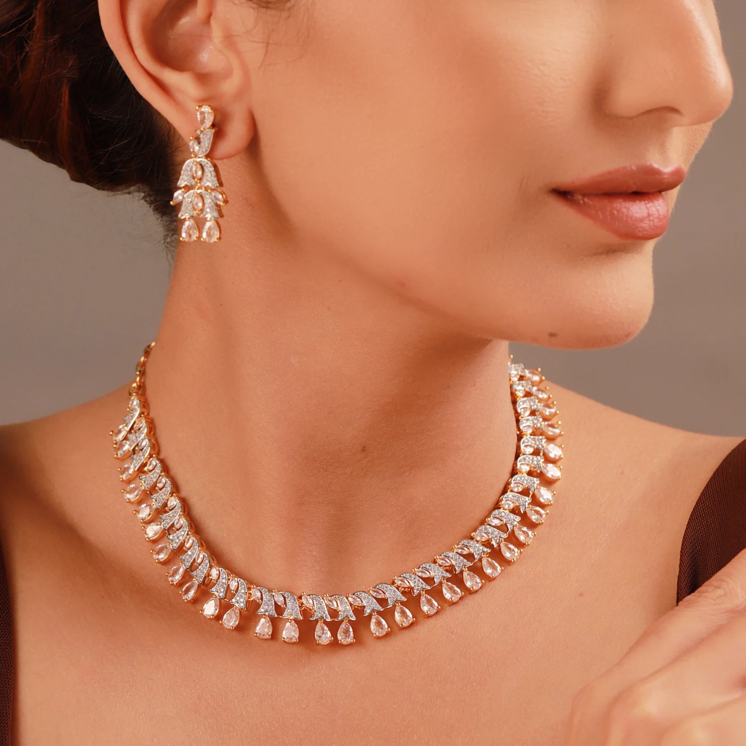 Sparkling Essentials Zirabelle American Diamond Necklace Set - Image 2