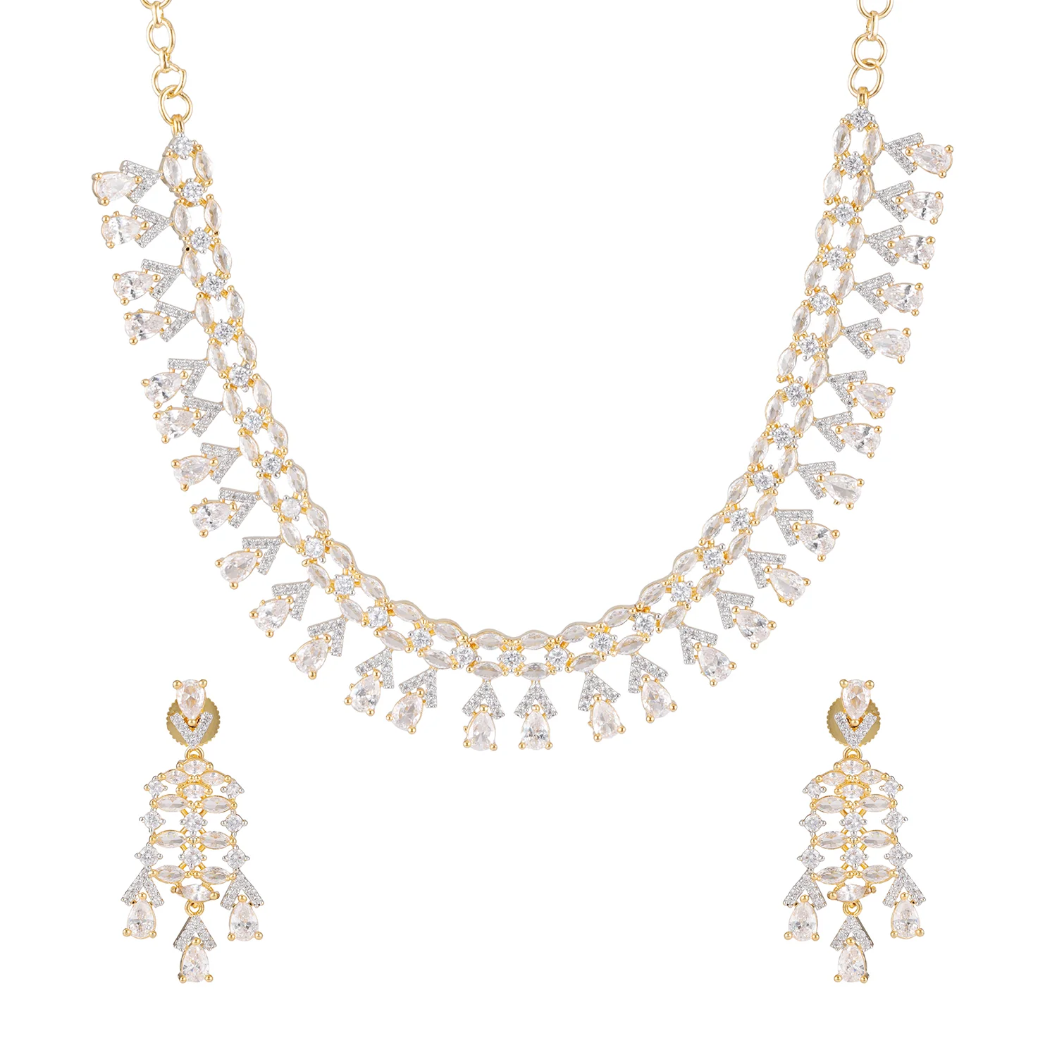 Sparkling Essentials Zyra Bloom American Diamond Necklace Set - Image 5