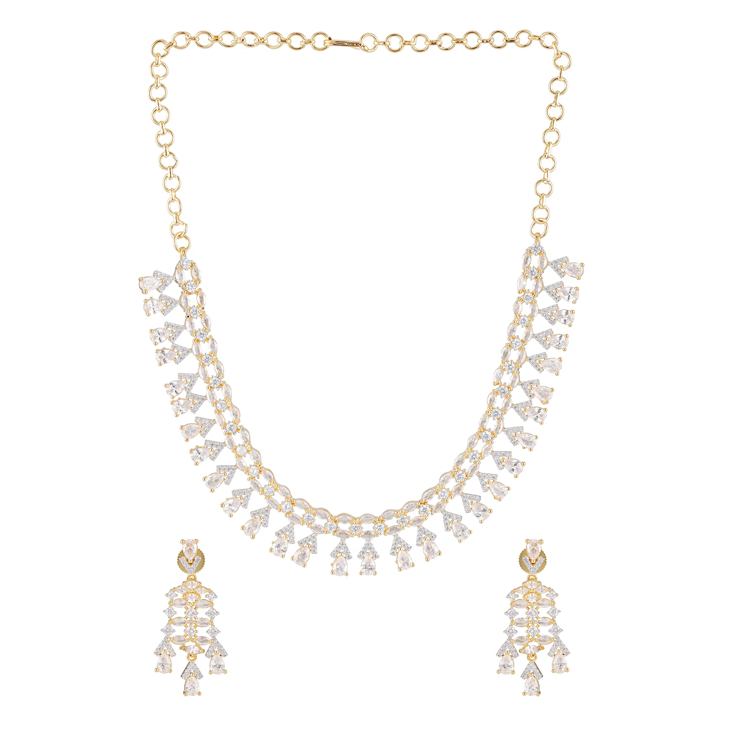 Sparkling Essentials Zyra Bloom American Diamond Necklace Set - Image 6