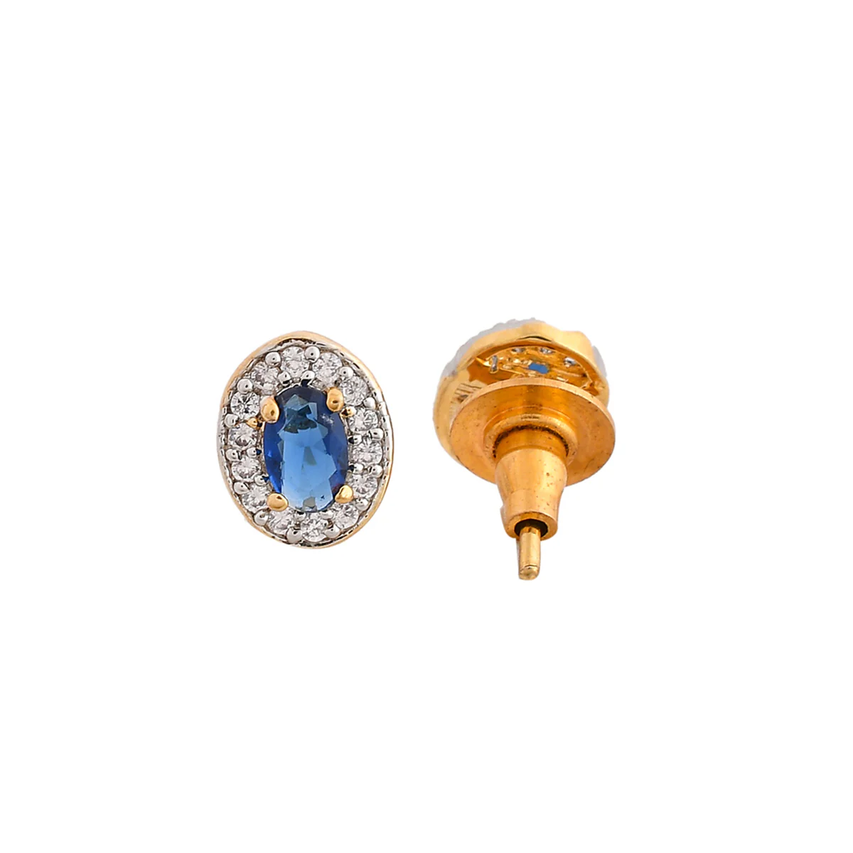 Sparkling Essesntials Blue Oval Gold Plated Mangalsutra Set - Image 5