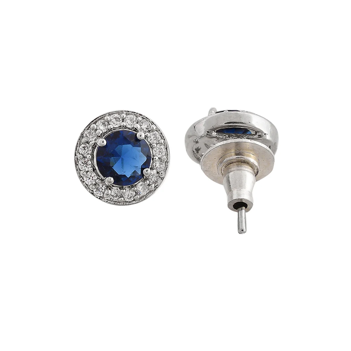 Sparkling Essesntials Blue Round Stone Silver Mangalsutra Set - Image 5