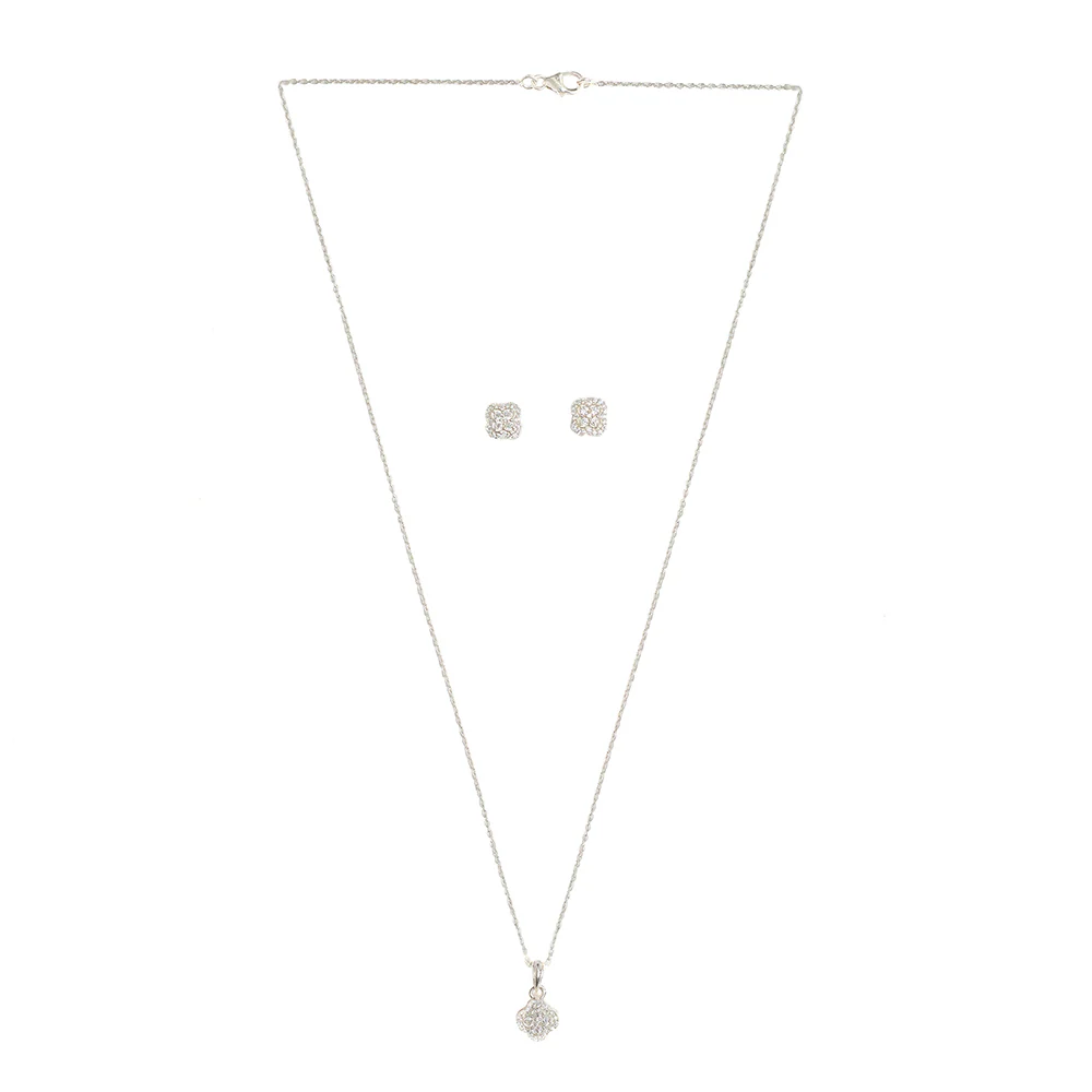 Sparkling Flower CZ 925 Sterling Silver Pendant Set - Image 3