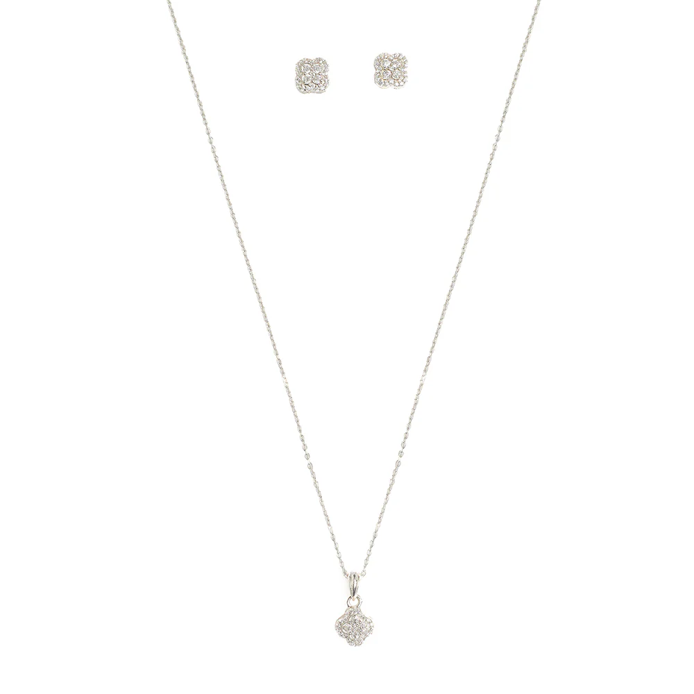 Sparkling Flower CZ 925 Sterling Silver Pendant Set - Image 4