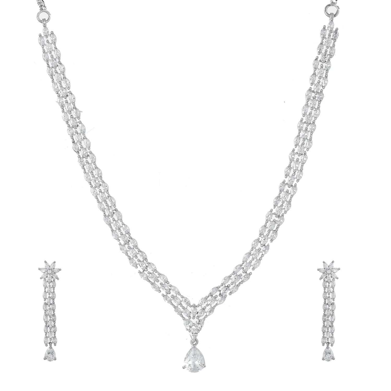 Sparkling Opulance Crystal Radiance American Diamond Necklace Set - Image 3