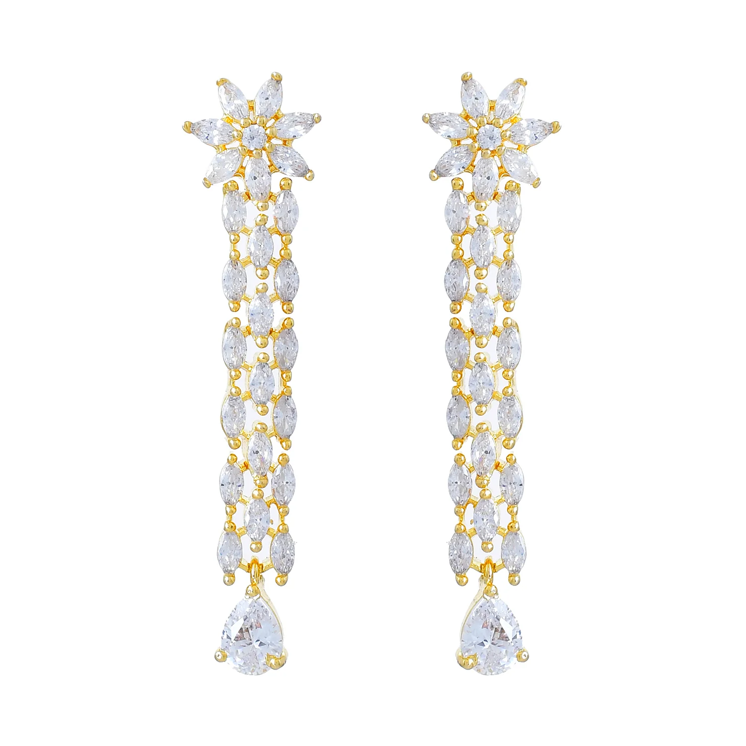 Sparkling Opulance Crystal Radiance Gold American Diamond Necklace Set - Image 6