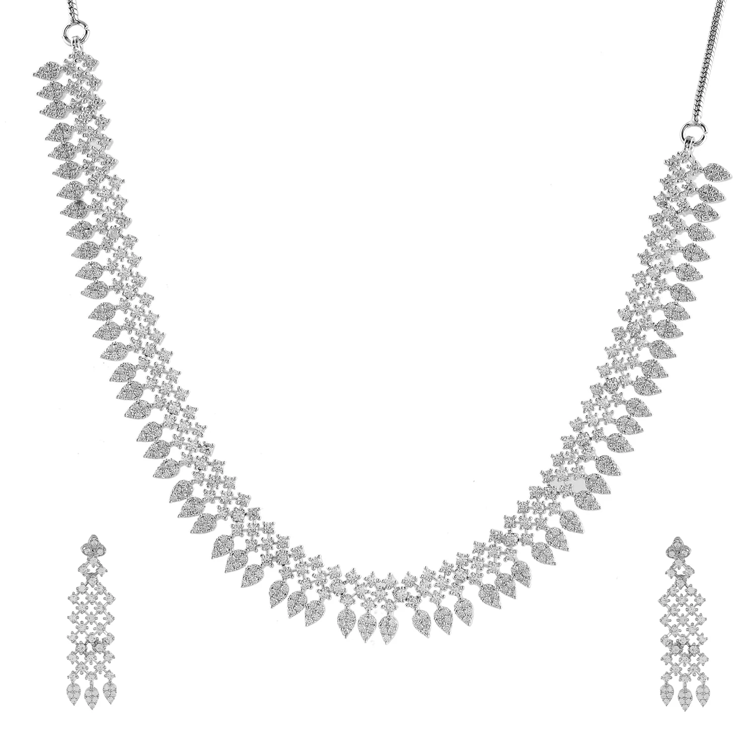 Sparkling Opulance Dazzling American Diamond Necklace Set - Image 3