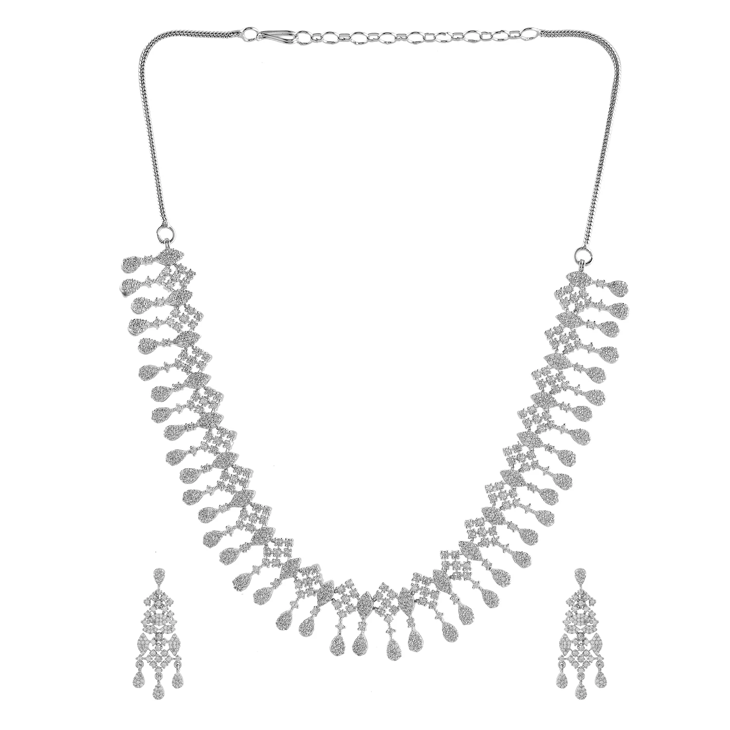 Sparkling Opulance Elegant Teardrop American Diamond Necklace Set - Image 4