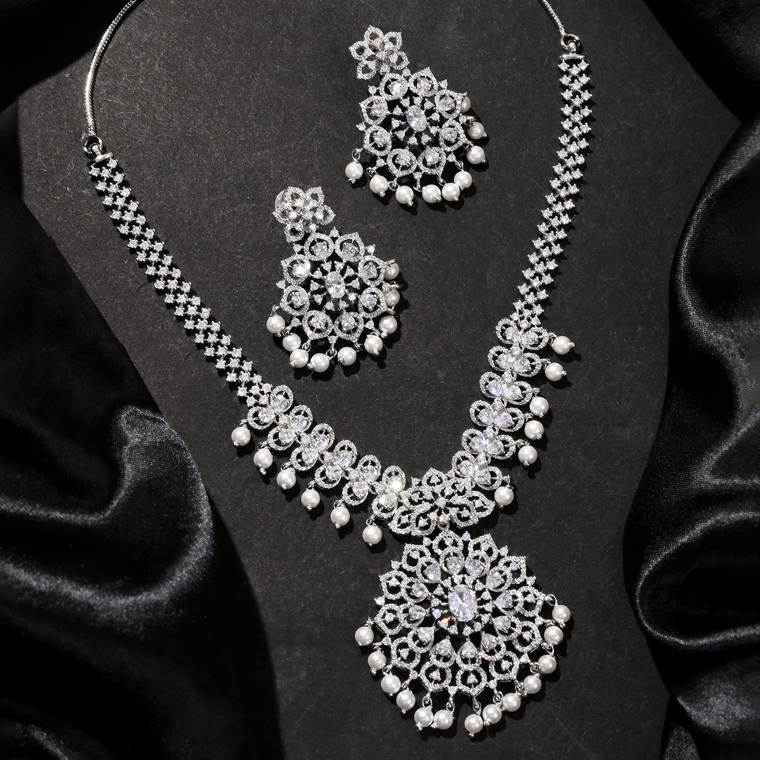 Sparkling Opulance Luxe American Diamond Necklace Set