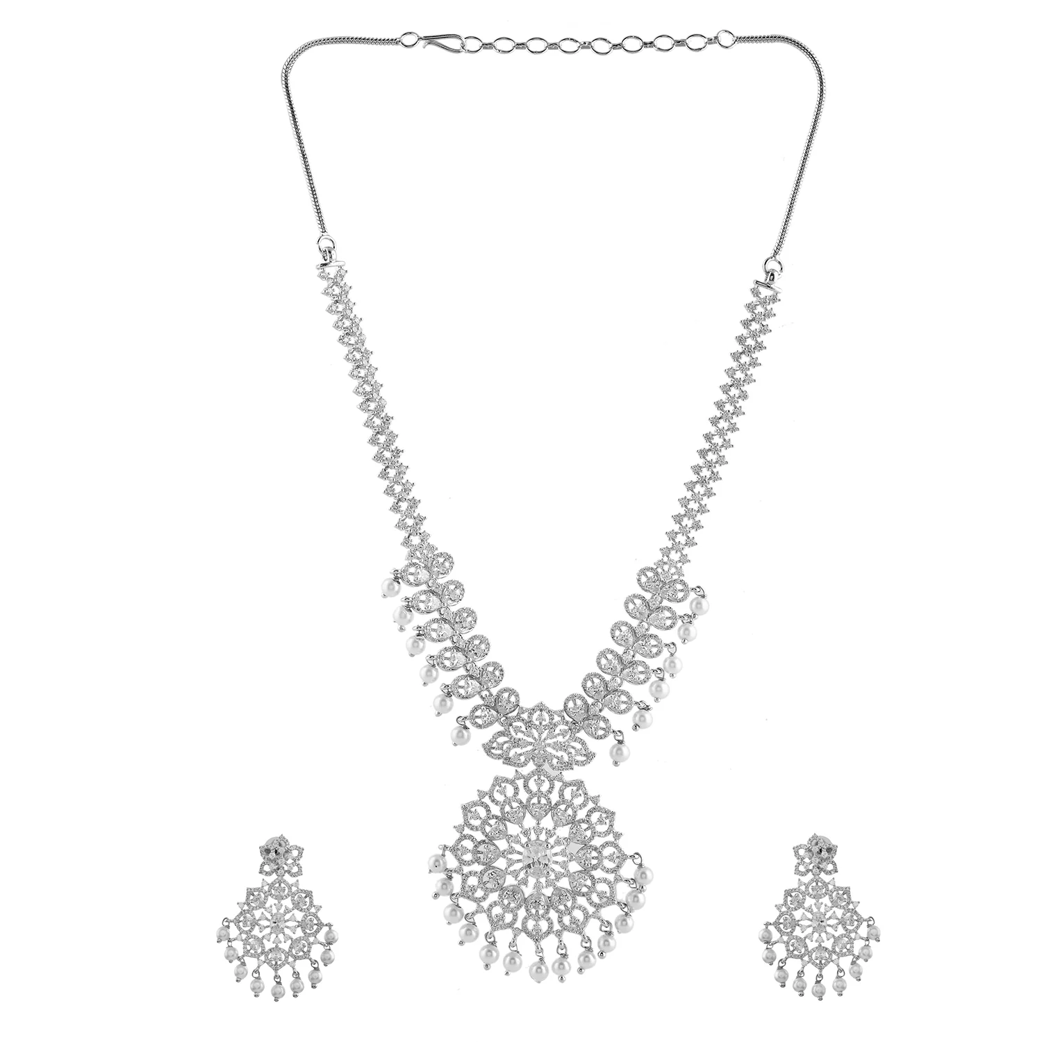 Sparkling Opulance Luxe American Diamond Necklace Set - Image 4