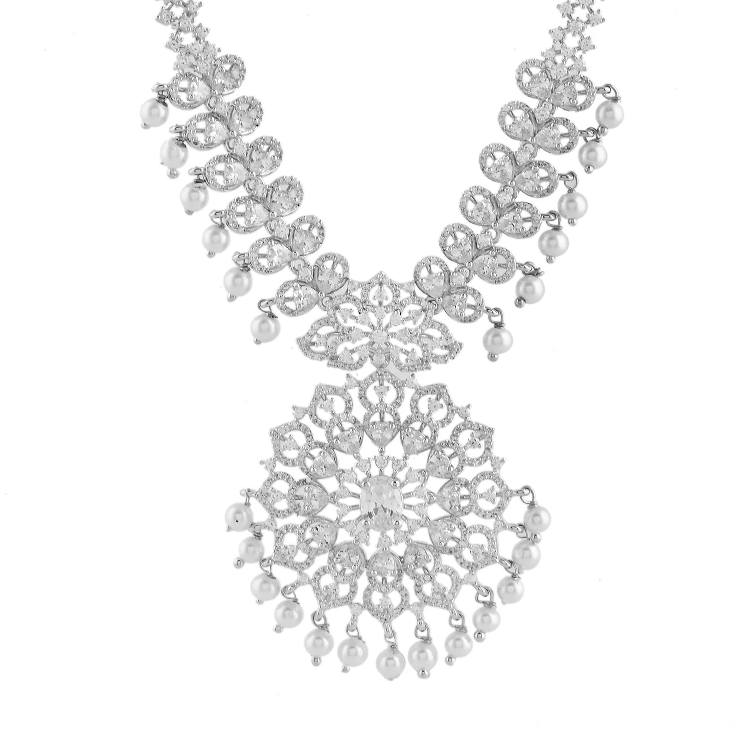 Sparkling Opulance Luxe American Diamond Necklace Set - Image 5