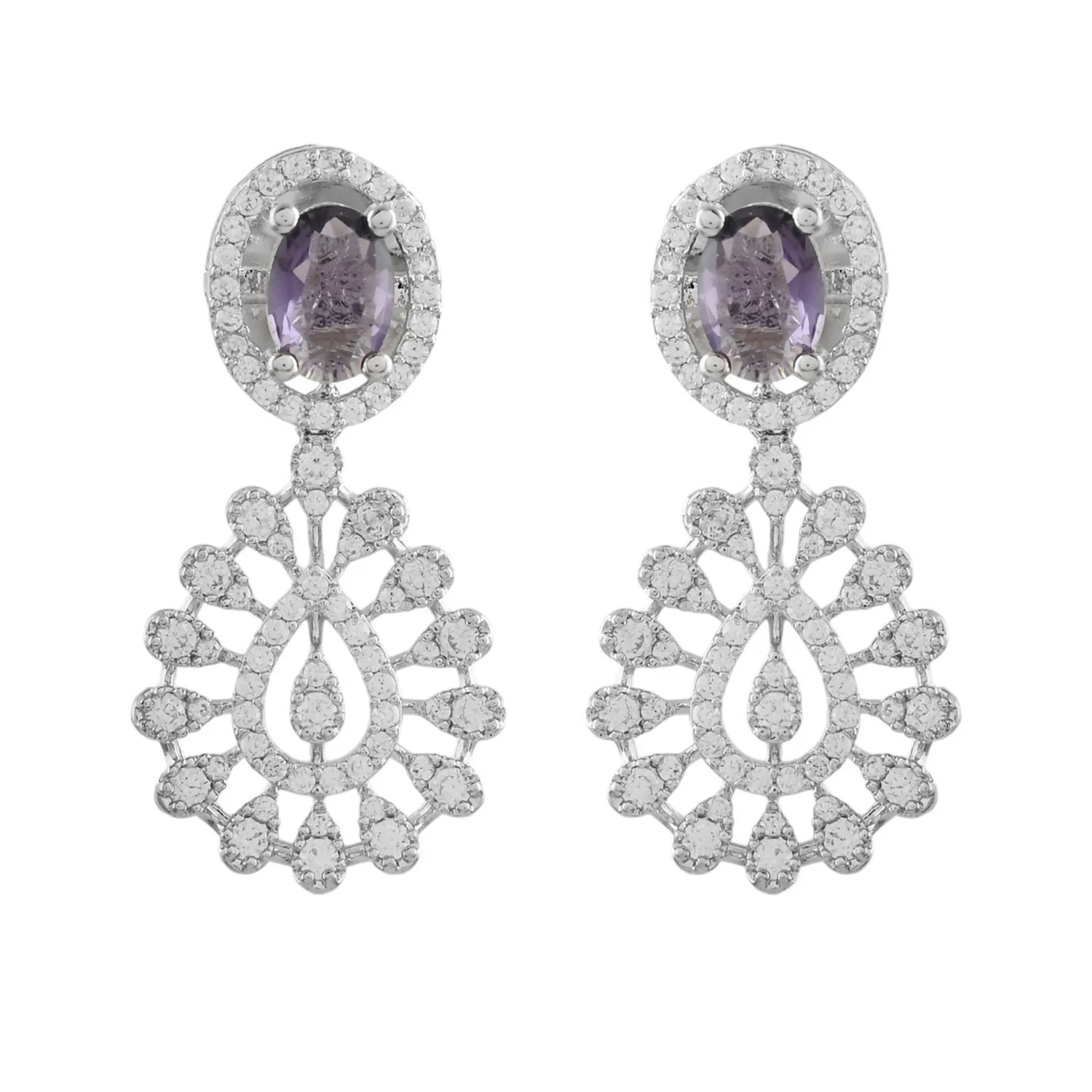 Sparkling Opulance Stunning Blue American Diamond Necklace Set - Image 6