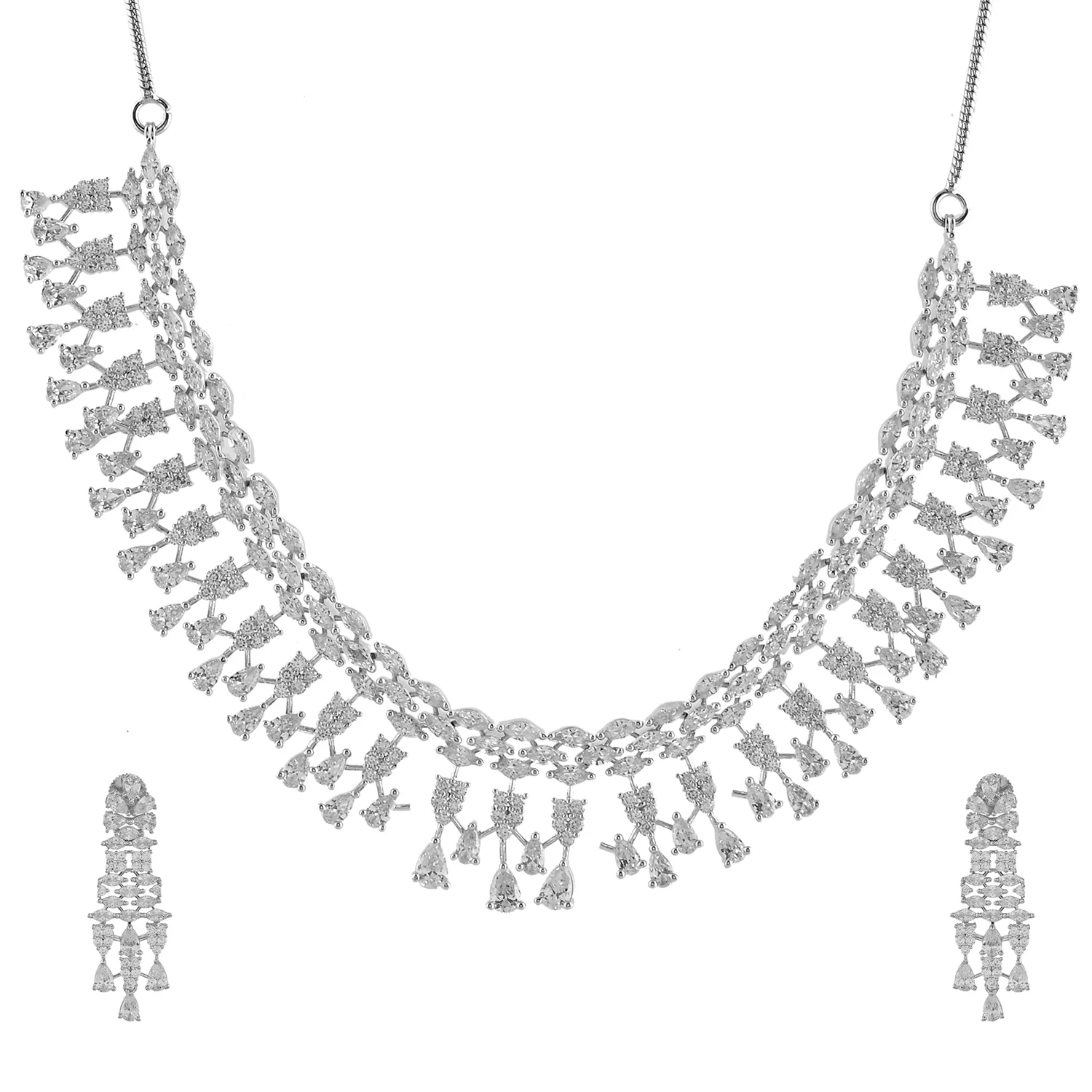 Sparkling Opulance Timeless American Diamond Necklace Set - Image 3