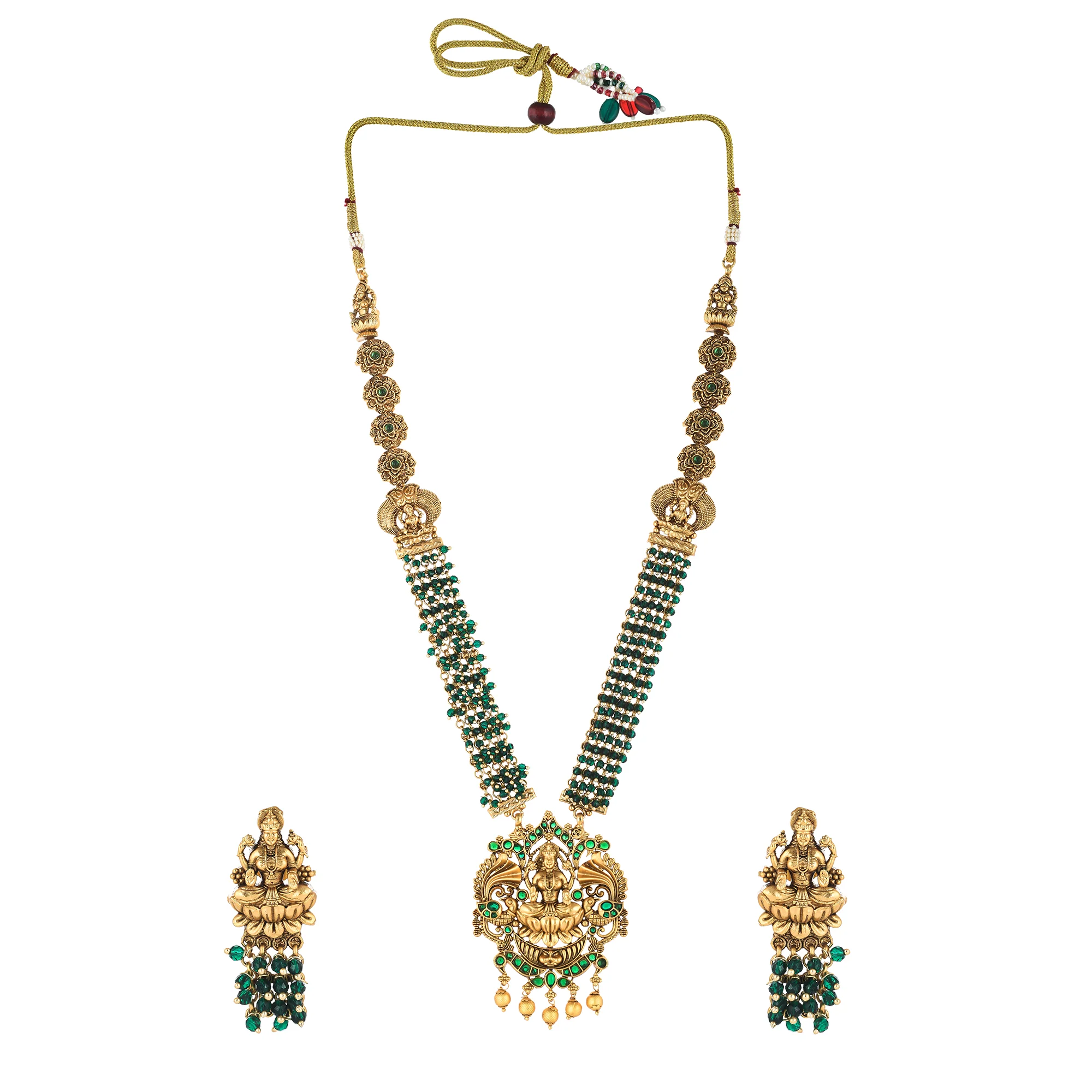 Sparkling Opulence Antique Temple Jewellery Set - Image 3