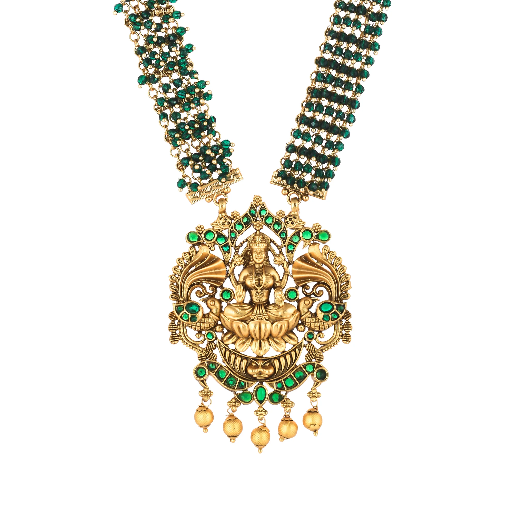 Sparkling Opulence Antique Temple Jewellery Set - Image 4
