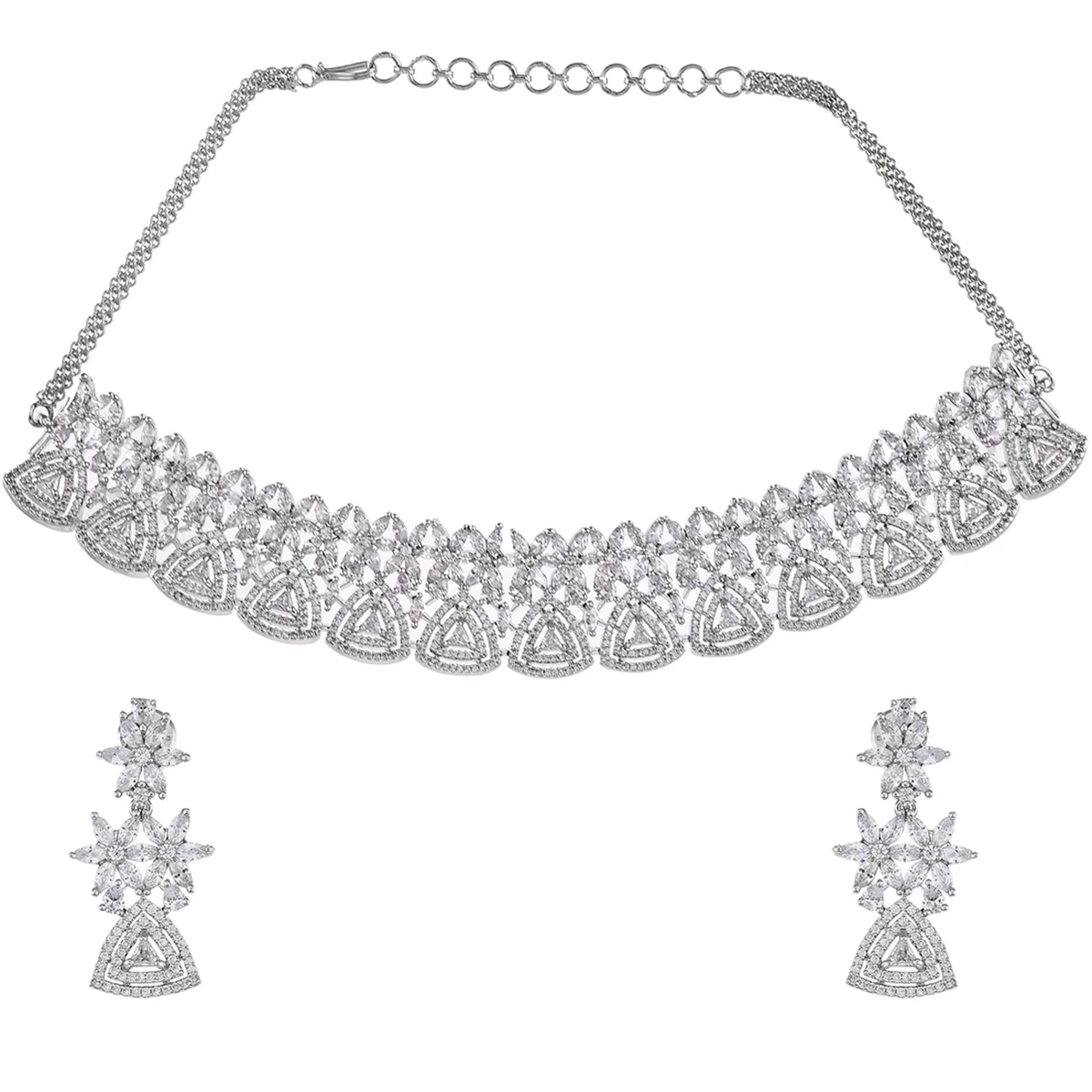 Sparkling Opulence Triangles CZ Jewellery Set - Image 3
