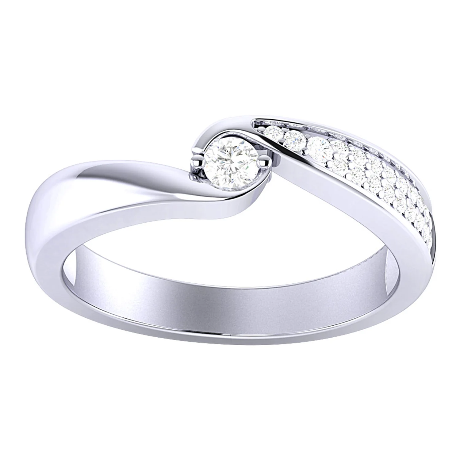 Sparkling Shank American Diamond Ring In Sterling Silver & Rhodium Finish - Image 4