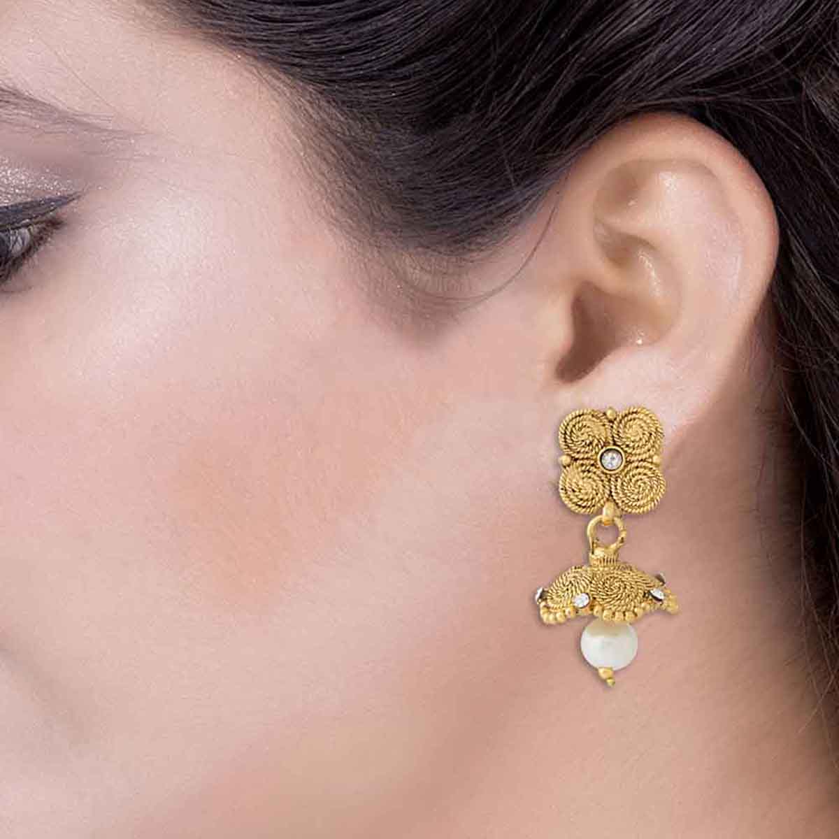 Spiral Design Jhumki Earrings For Women - Image 4