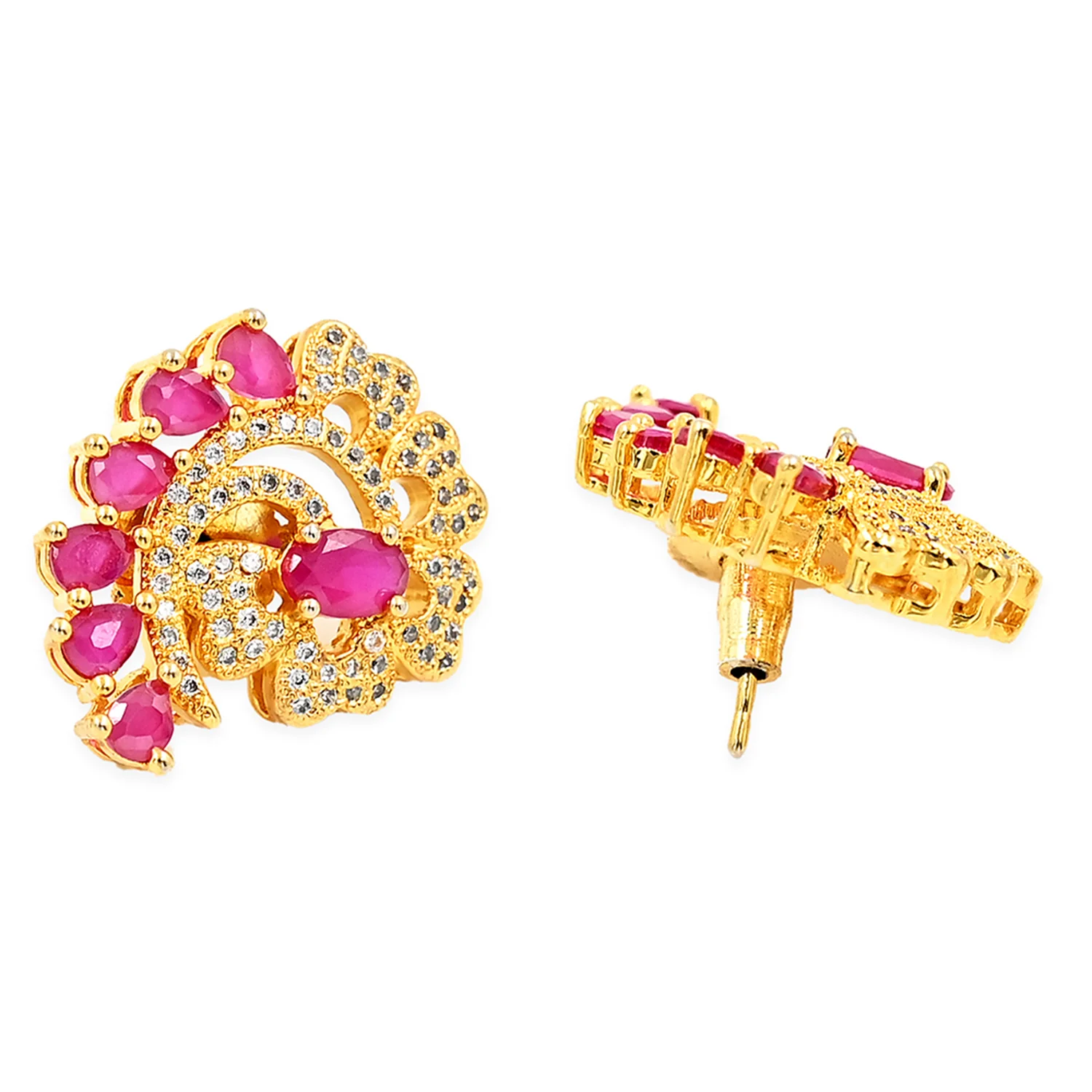 Spiral Pink CZ Gold Plated Pendant Set - Image 5