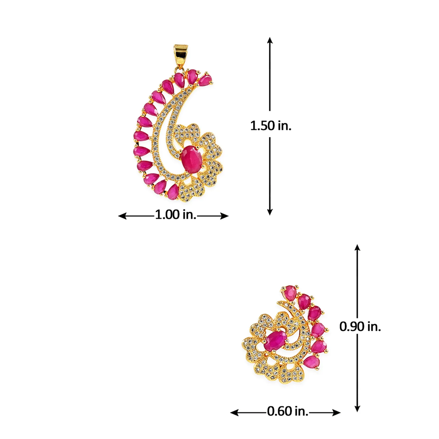 Spiral Pink CZ Gold Plated Pendant Set - Image 6