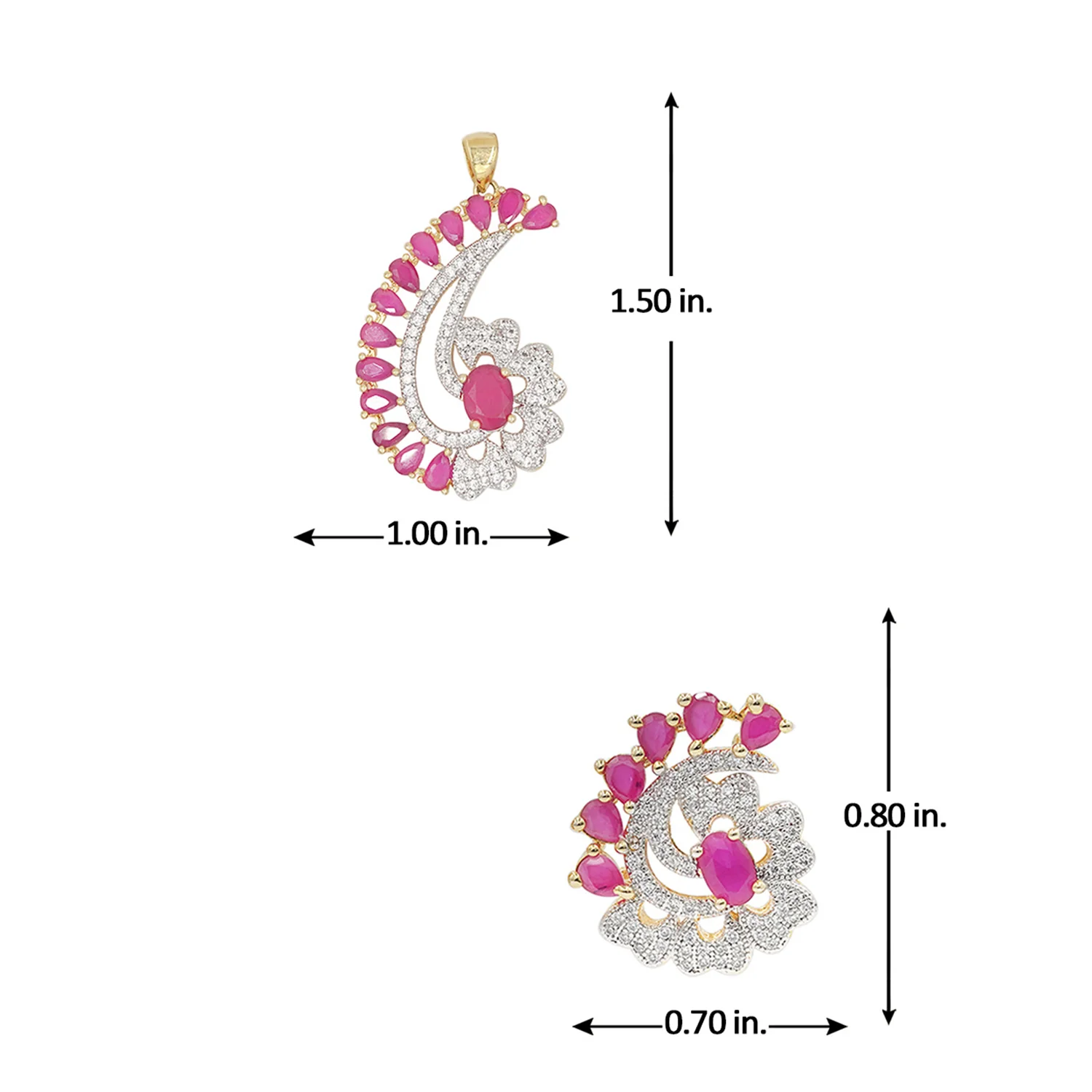 Spiral Pink CZ Silver Plated Pendant Set - Image 6