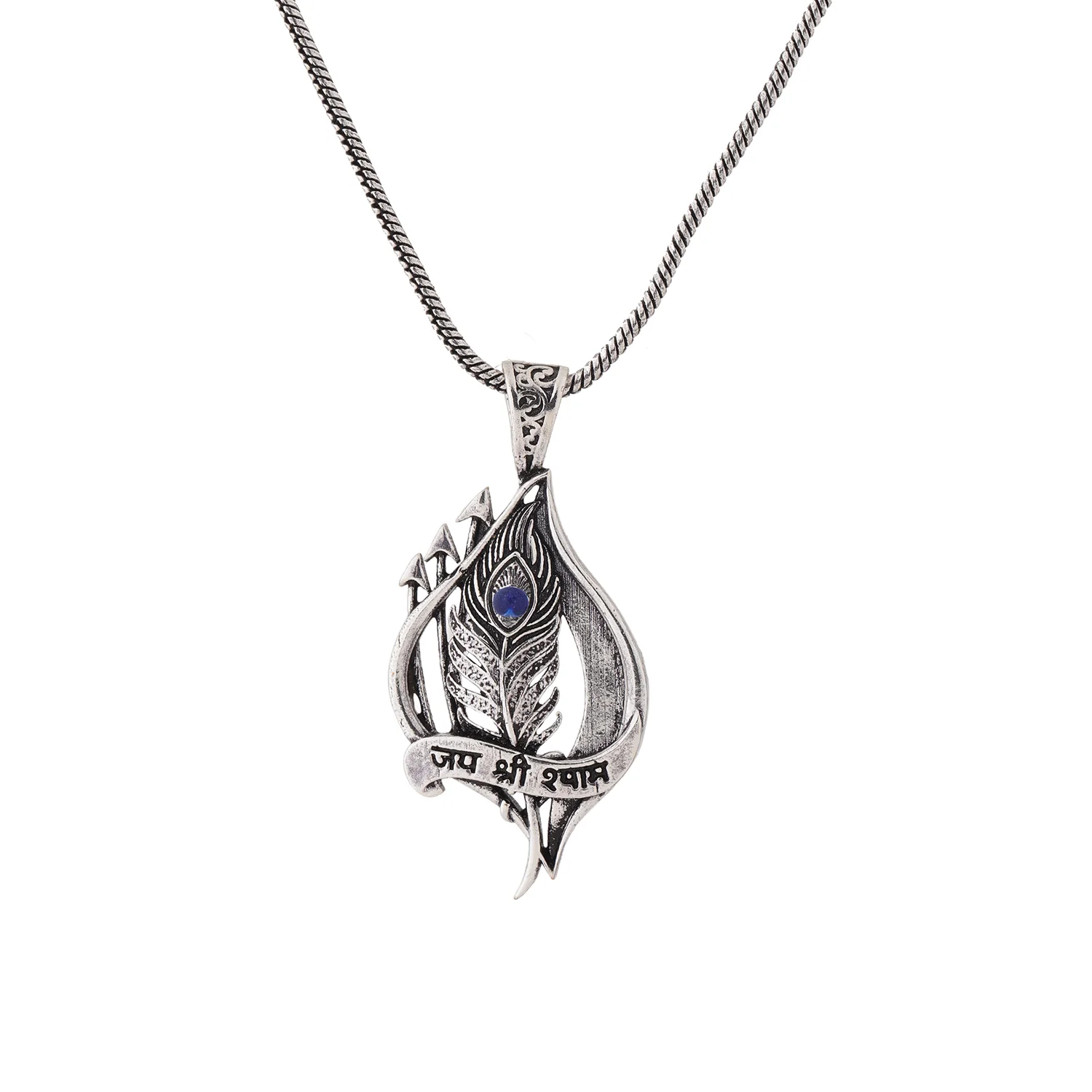 Spiritual Feather Flow Silver Pendant For Men - Image 2