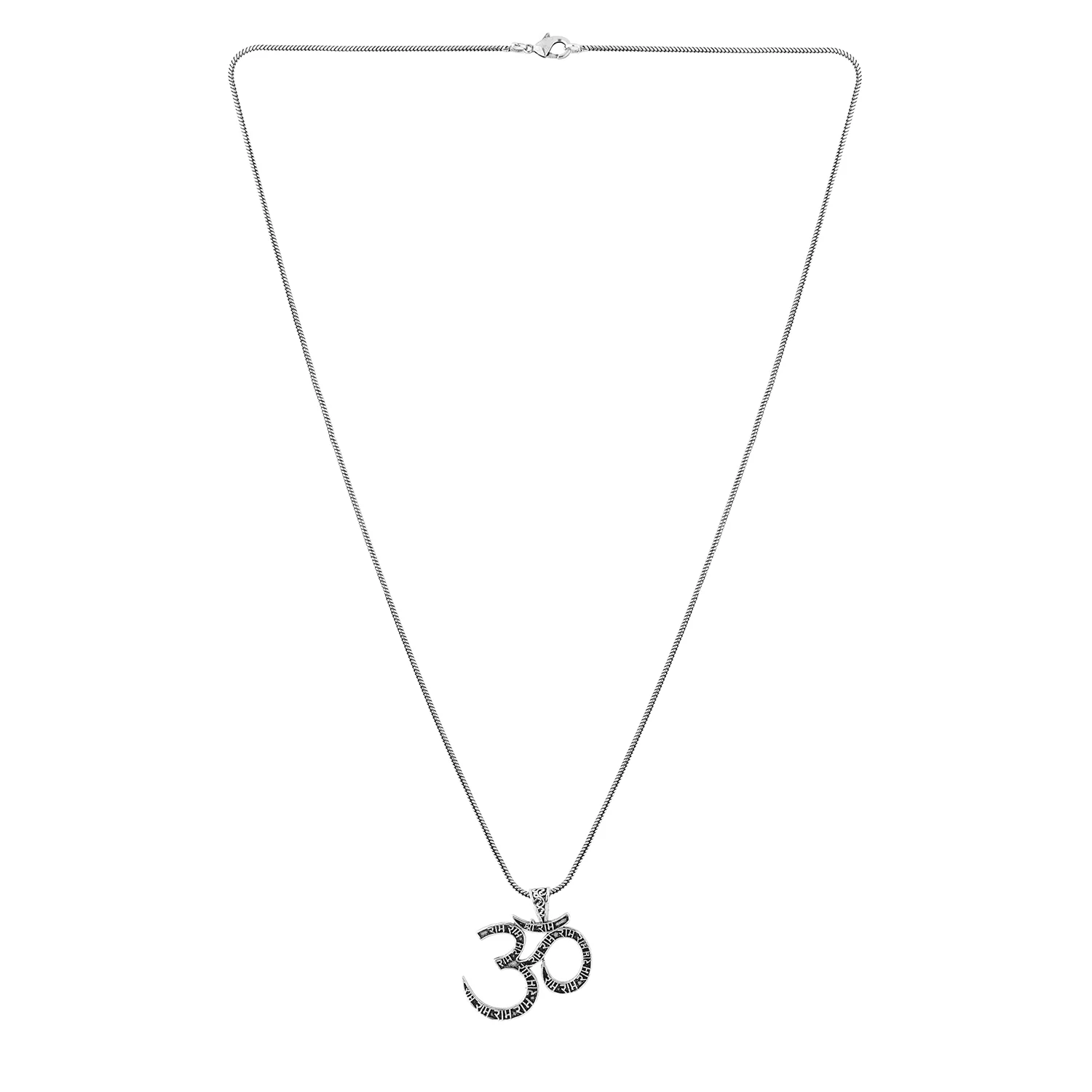 Spiritual Om Aura Silver Pendant Necklace For Men - Image 3