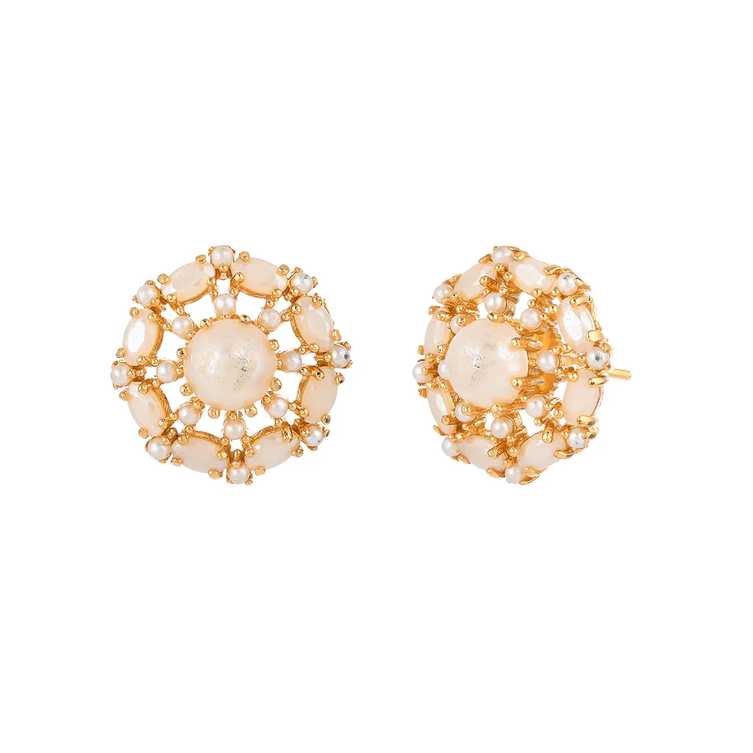 Spokes Pattern Pearl Beaded Earrings - Image 4