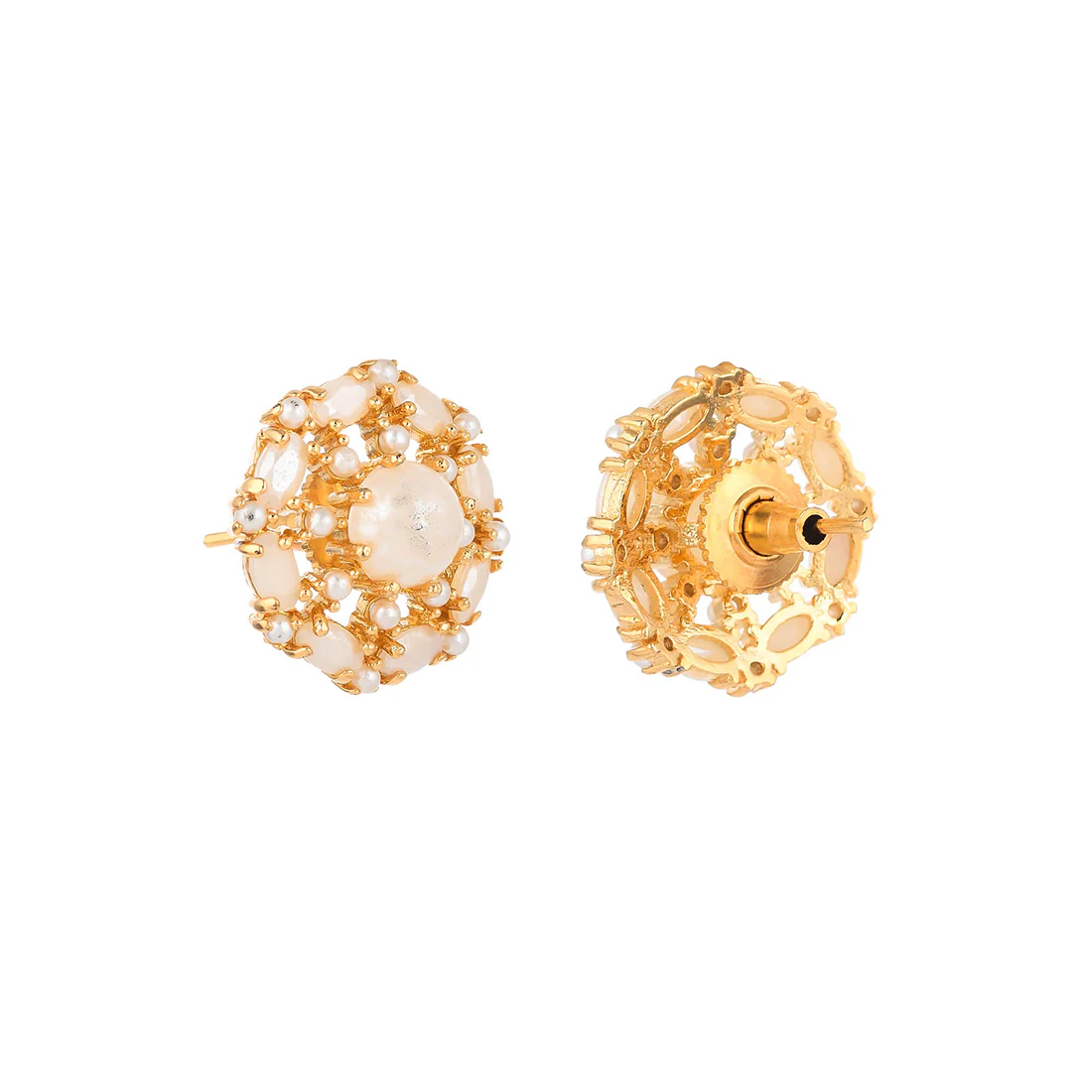 Spokes Pattern Pearl Beaded Earrings - Image 5