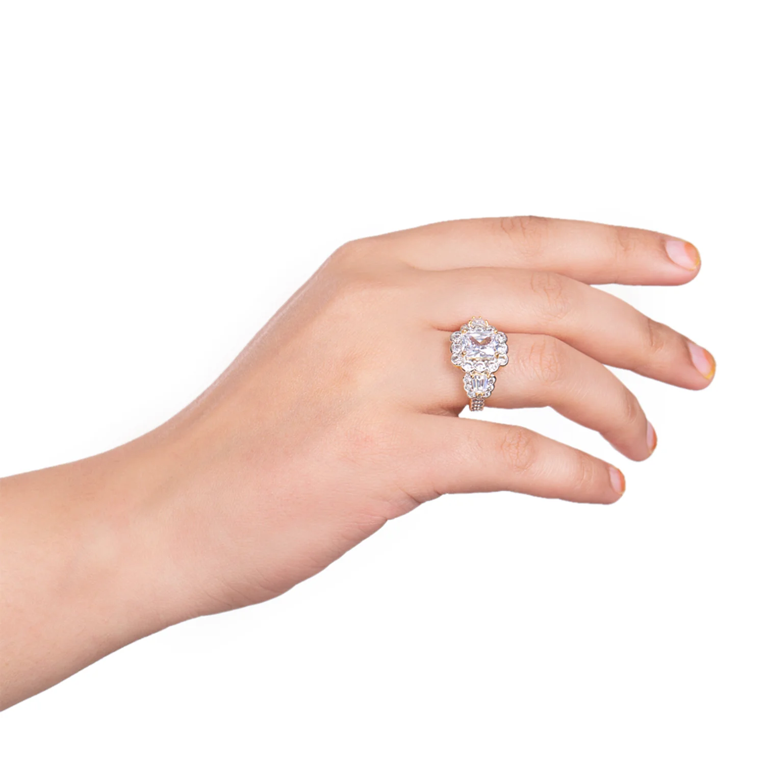 Square Cut American Diamond Gem Embellished Ring - Image 2