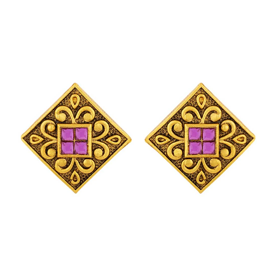 Square Cut Gem Adorned Earrings - Image 3