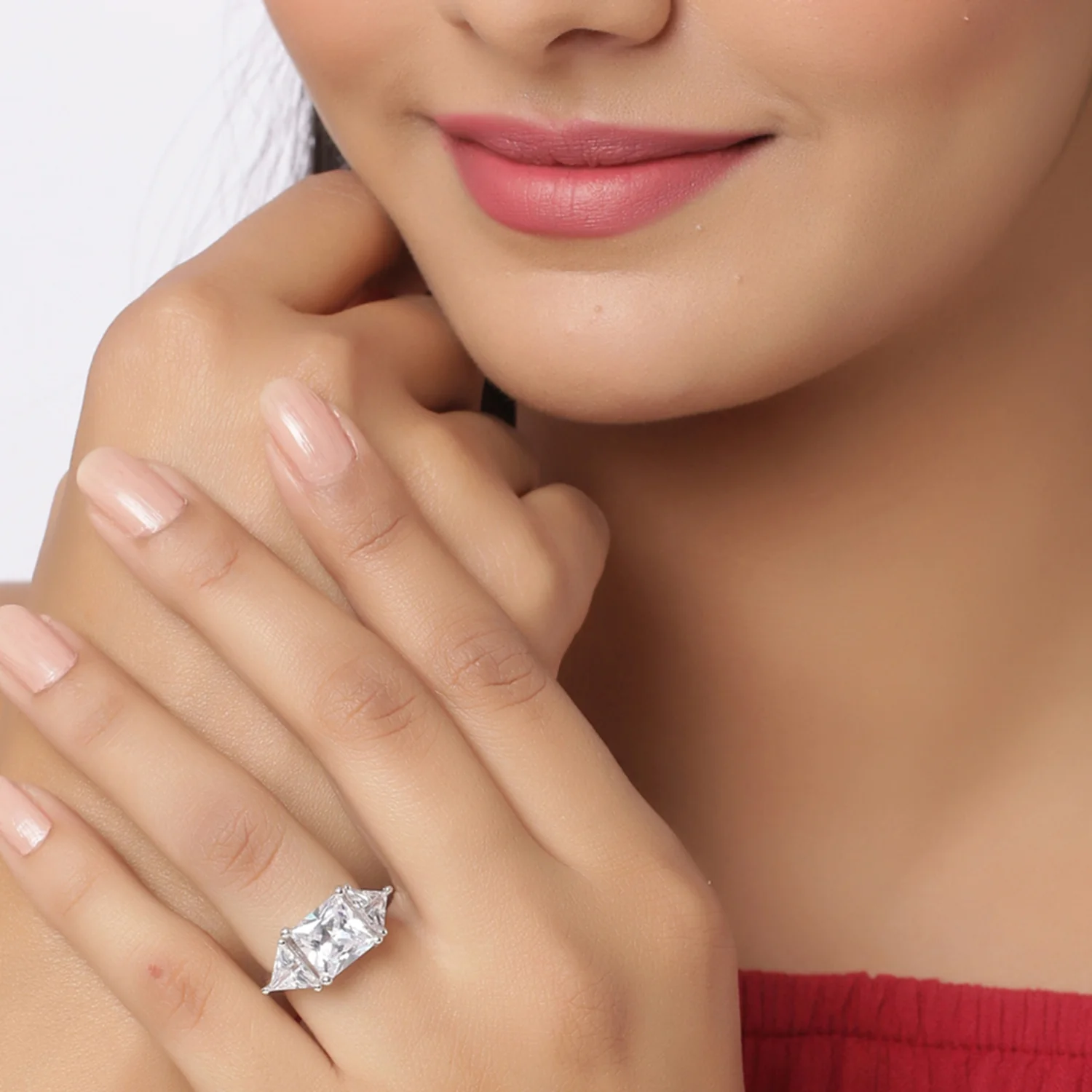 Square Cut Zircon Gemstones Adorned Ring - Image 2