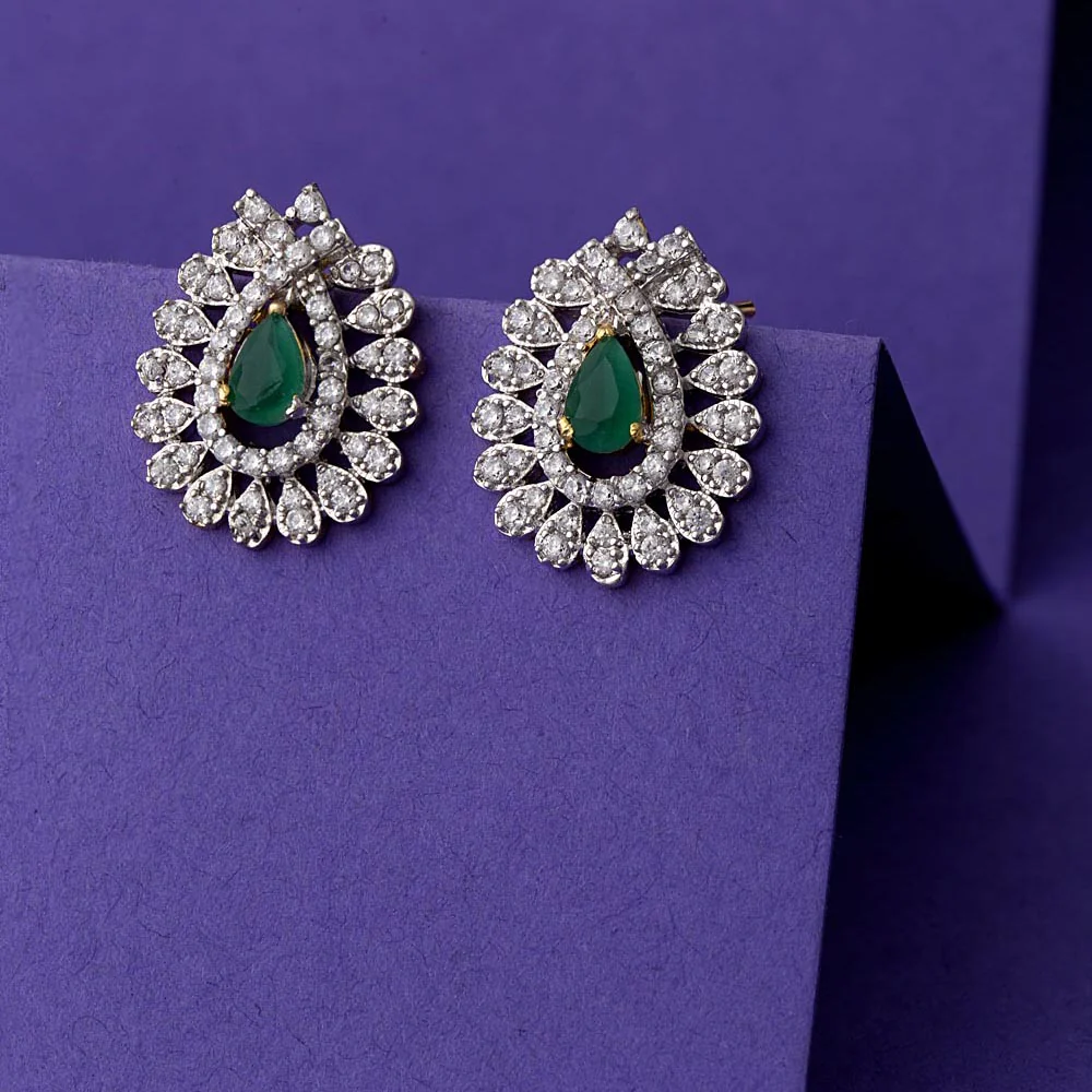 Staple Earrings CZ Gems Embellished Earrings