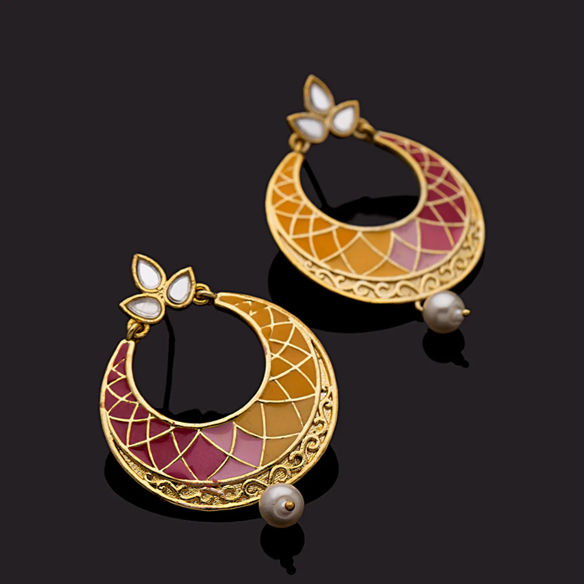 Starry Ombre Yellow Gold Earrings for Women