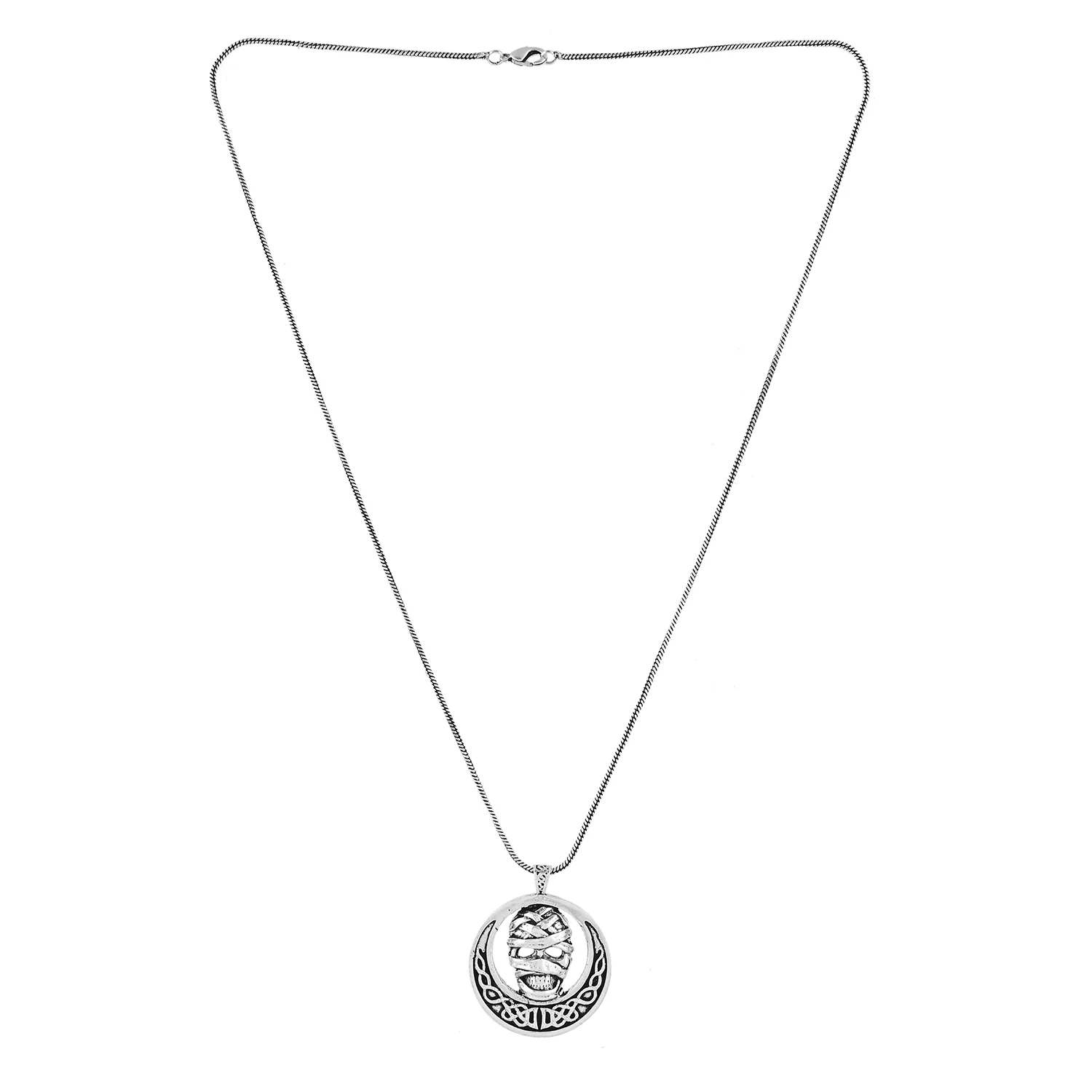 Statement Mummy Skull Silver Oxidised Men’s Pendant - Image 4