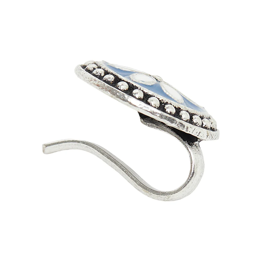 Statement Nose Pin with Blue Enamel - Image 4