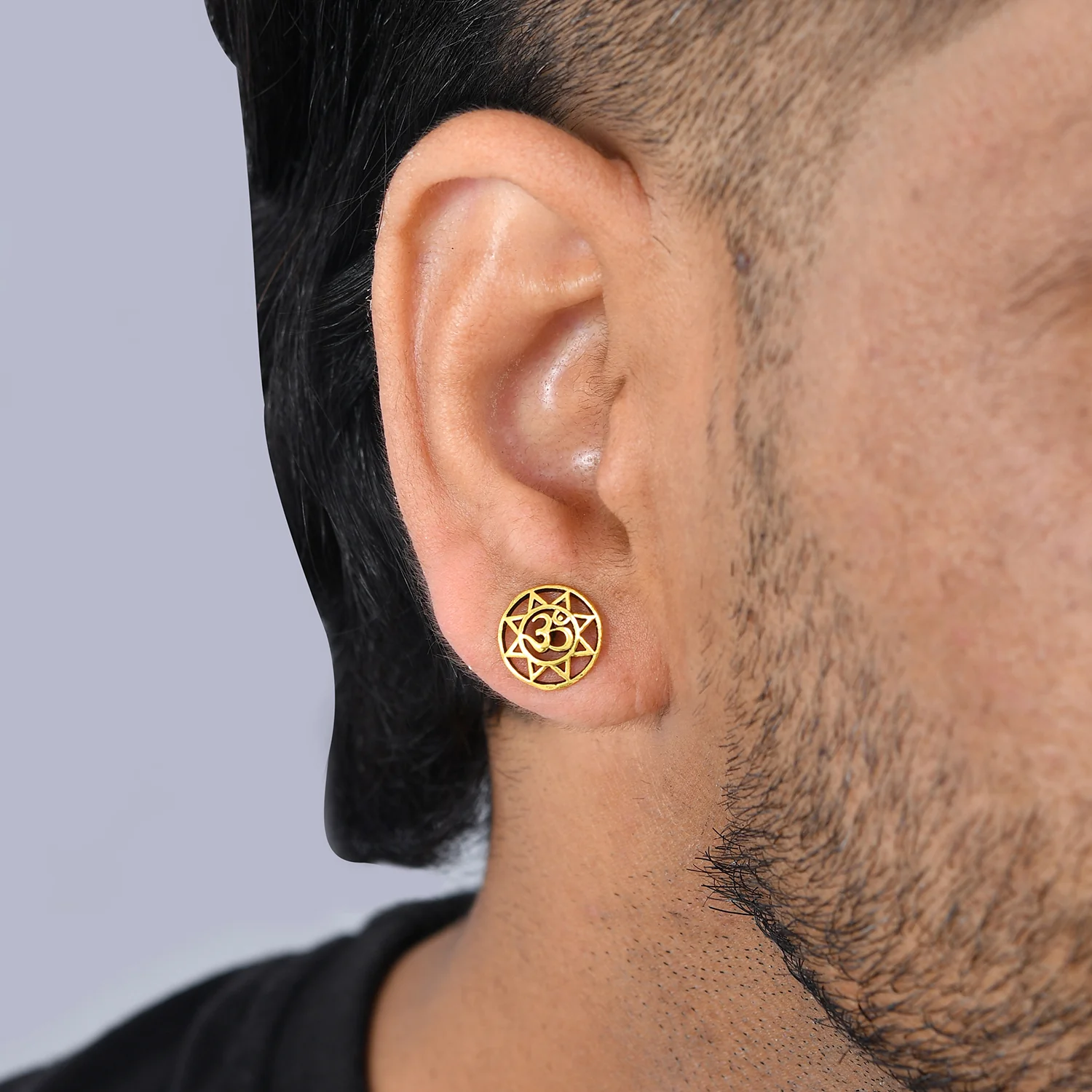 Statement Om Mandala Golden Earrings - Image 2