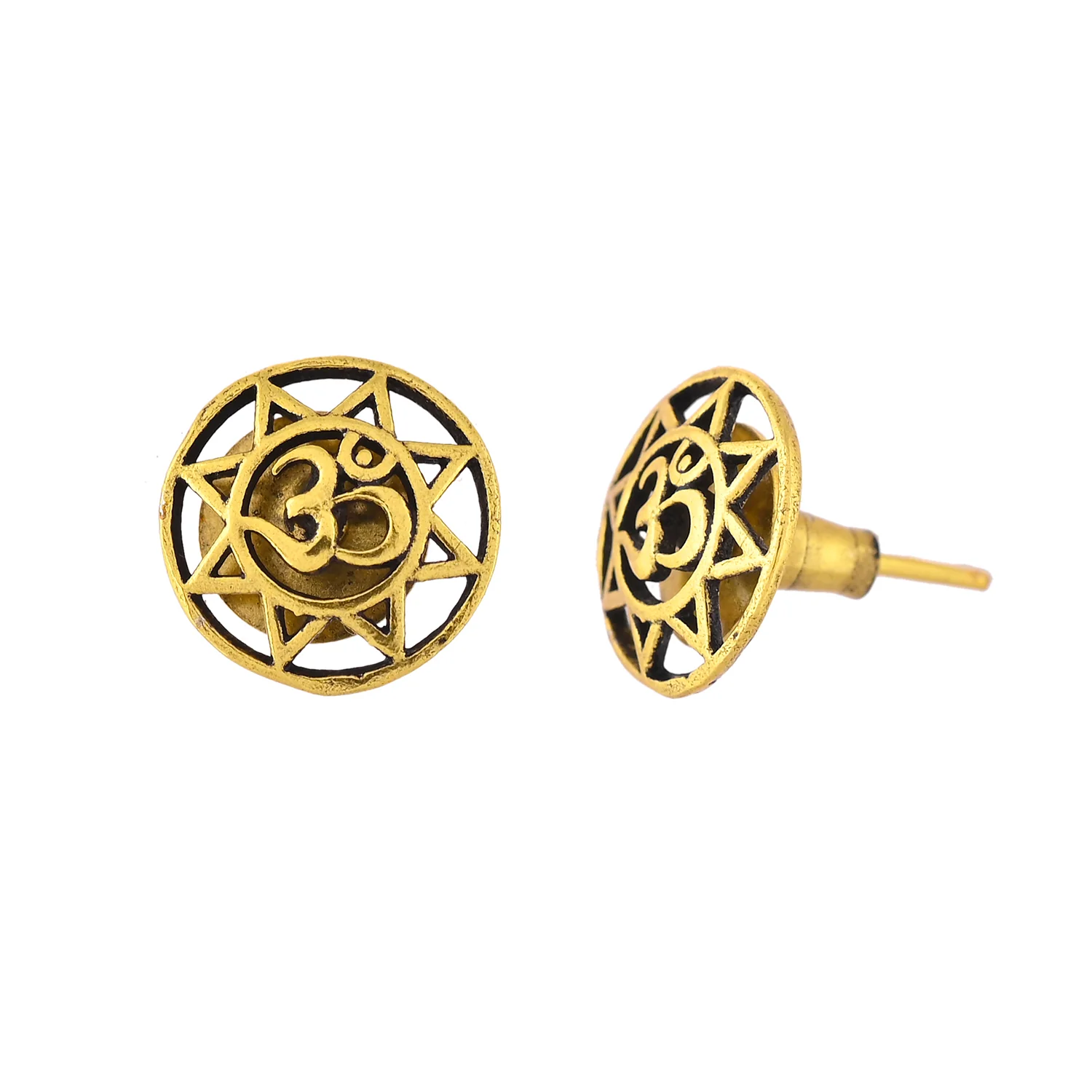 Statement Om Mandala Golden Earrings - Image 3