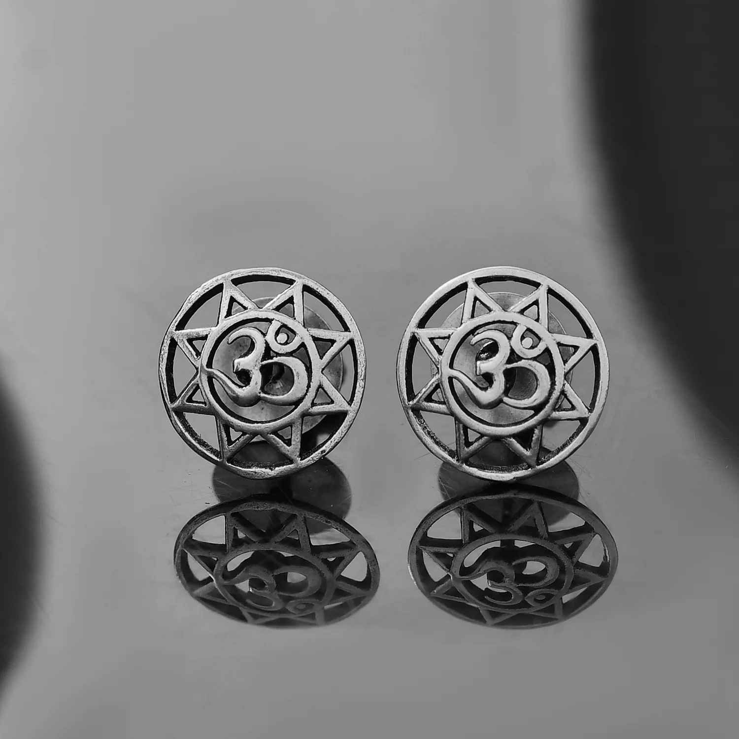 Statement The Om Mandala Silver Earrings