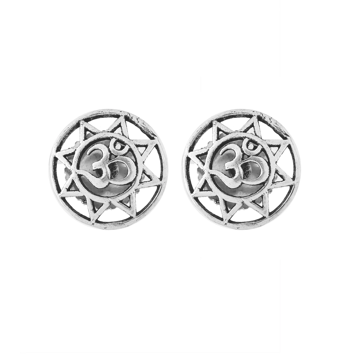 Statement The Om Mandala Silver Earrings - Image 4