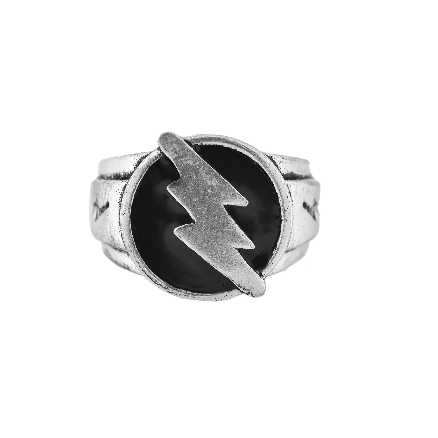 Statement Thunderbolt Silver Oxidised Men’s Ring - Image 4
